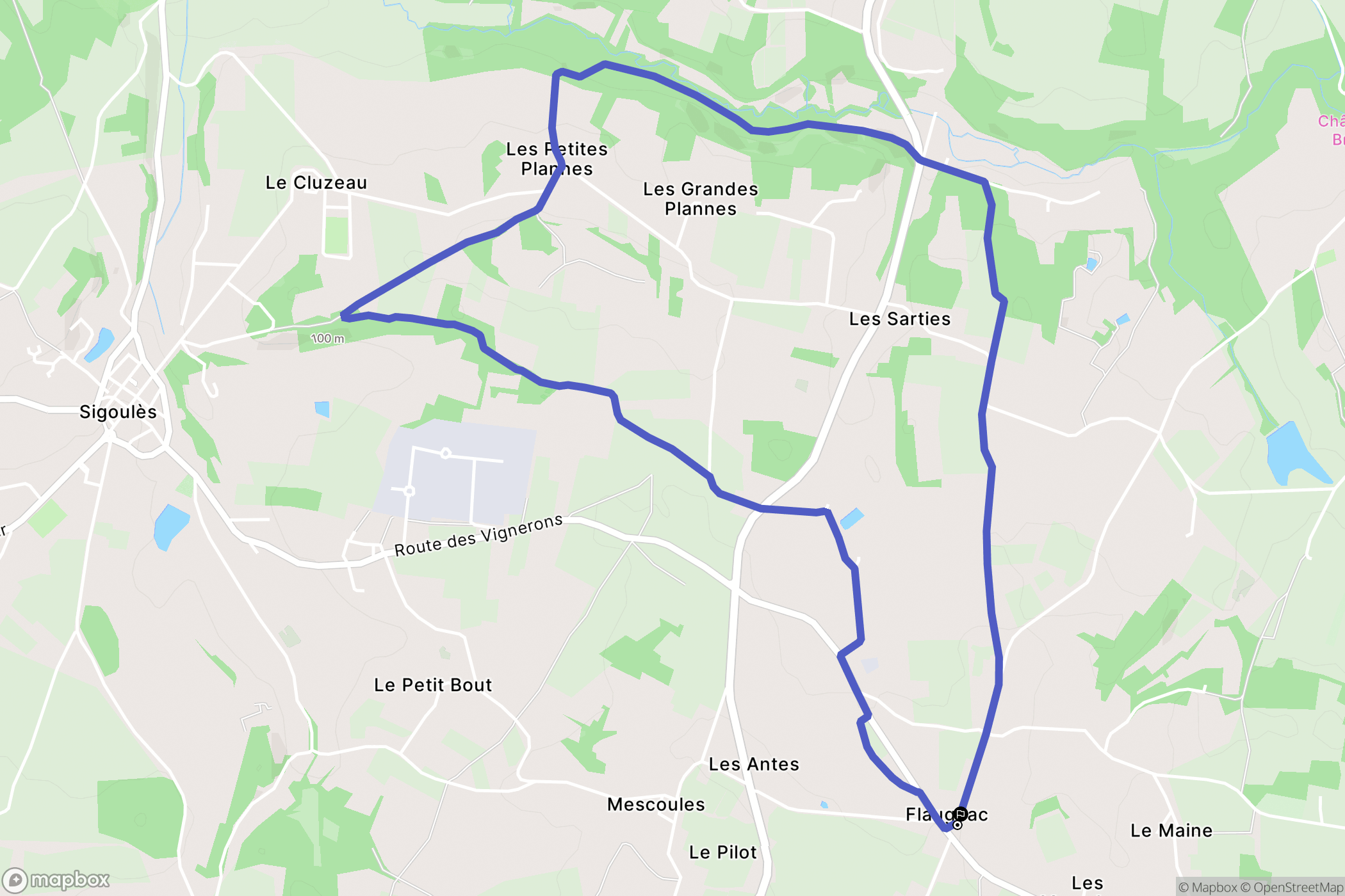 Sigoulès-et-Flaugeac : carte du parcours de randonnée - France