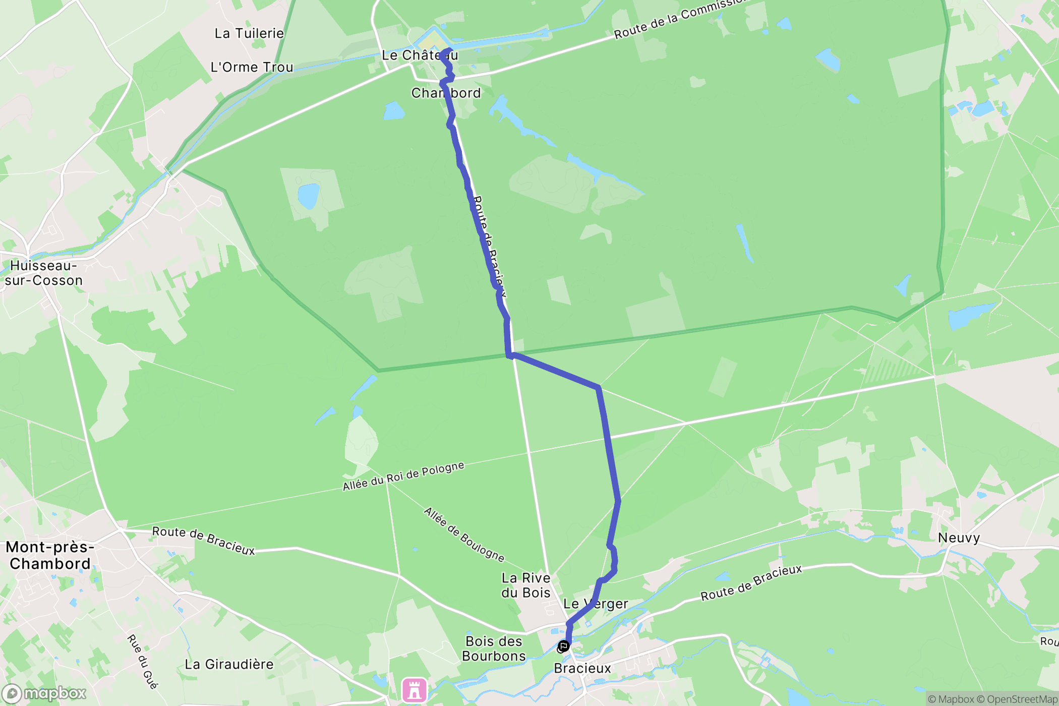 Bracieux : carte du parcours de randonnée - France