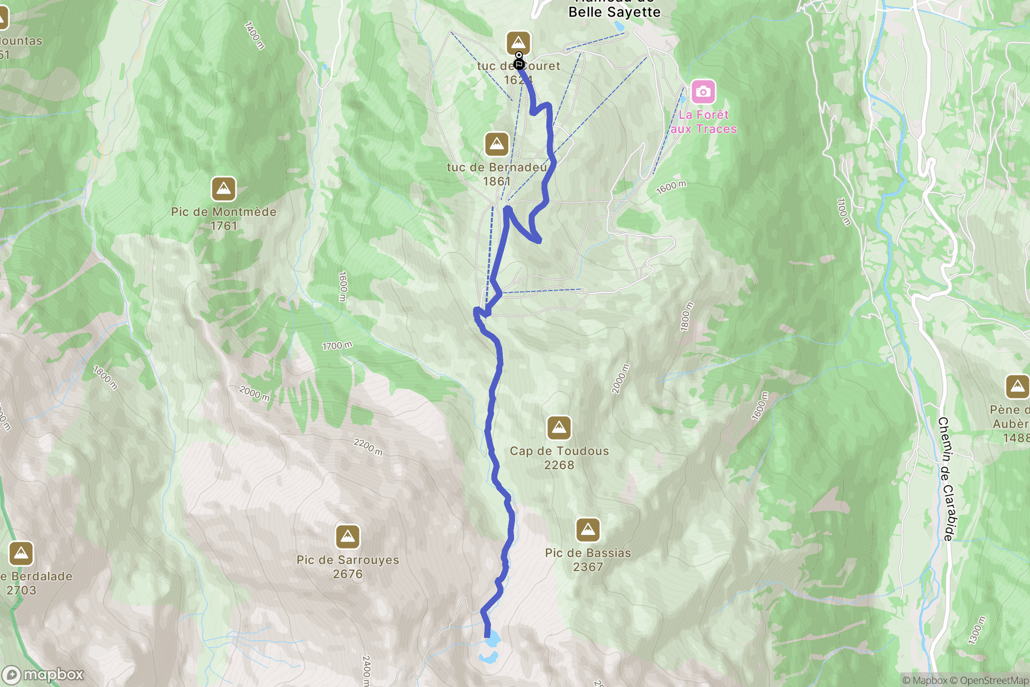Azet : carte du parcours de randonnée - France