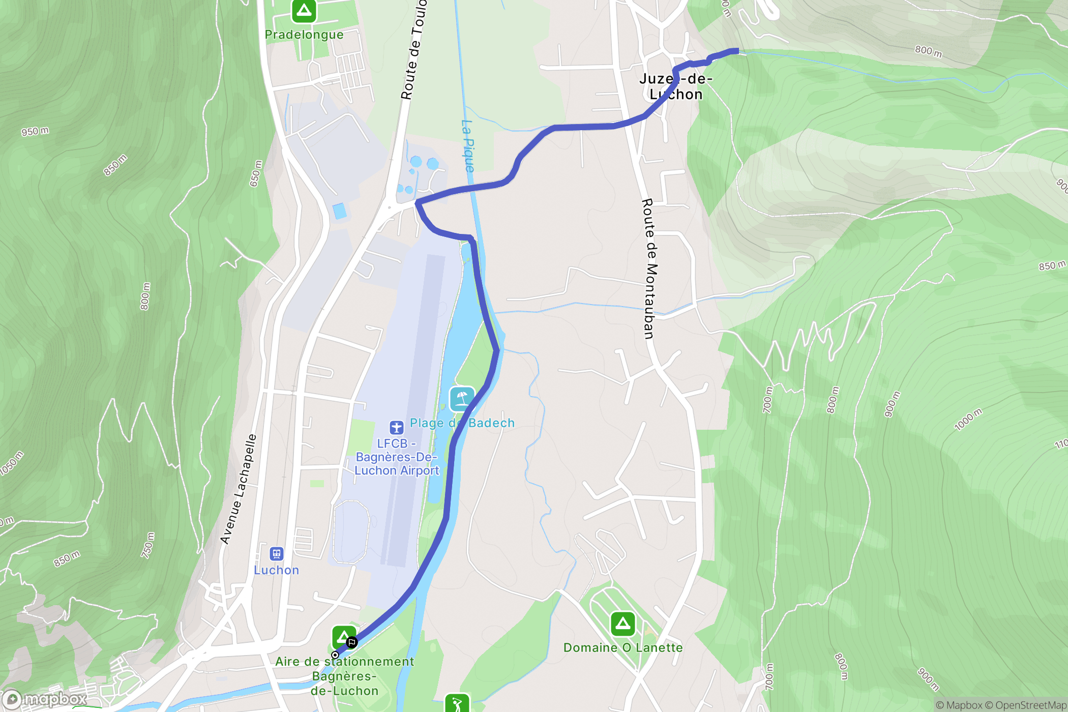 Bagnères-de-Luchon : carte du parcours de randonnée - France