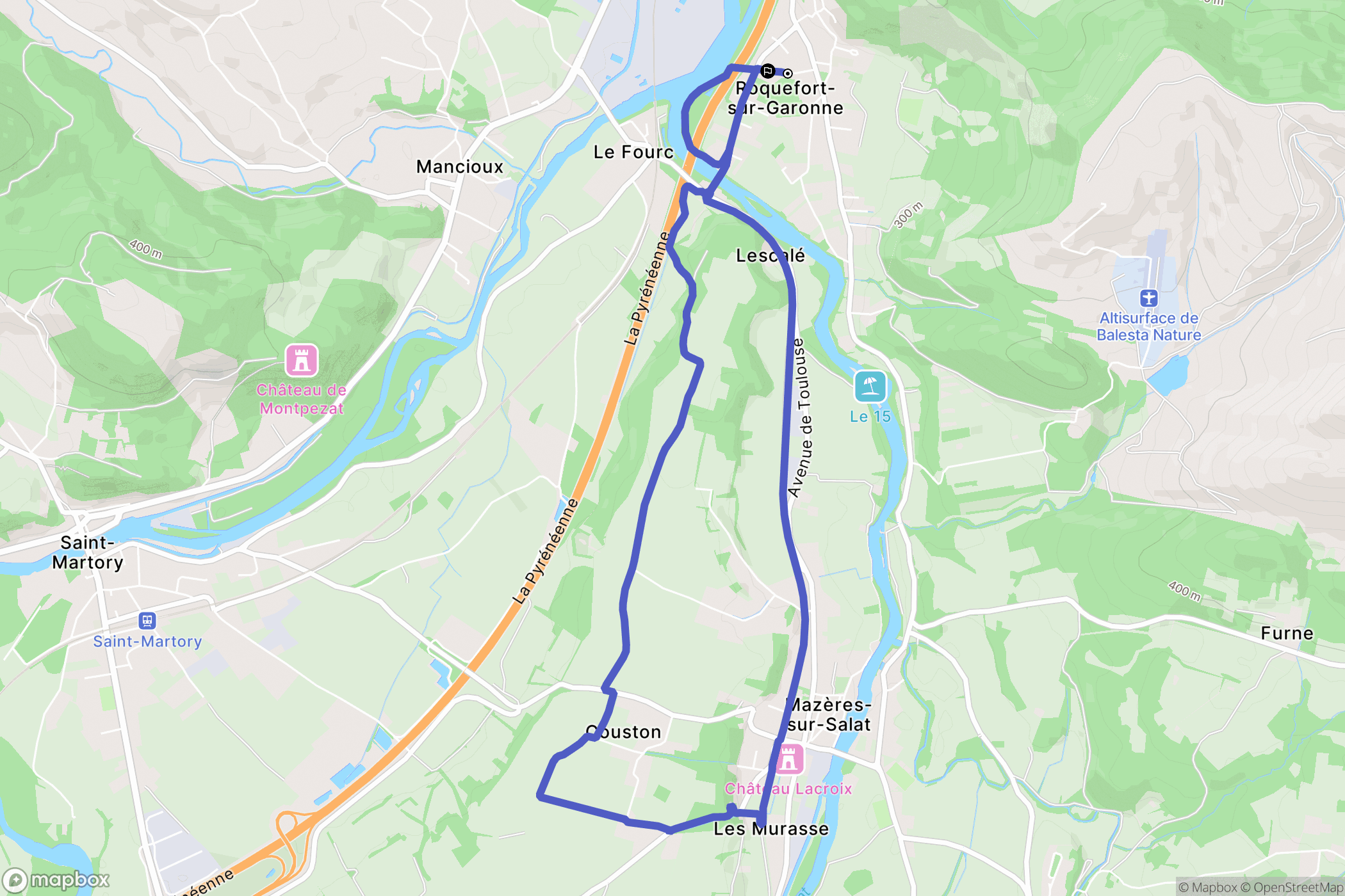 Roquefort-sur-Garonne : carte du parcours de randonnée - France