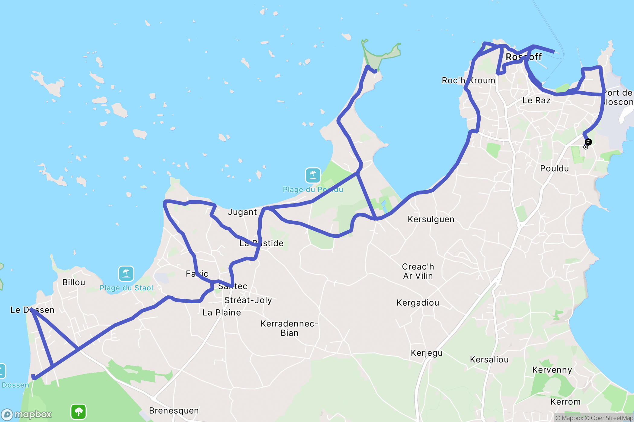 Roscoff : carte du parcours de randonnée - France