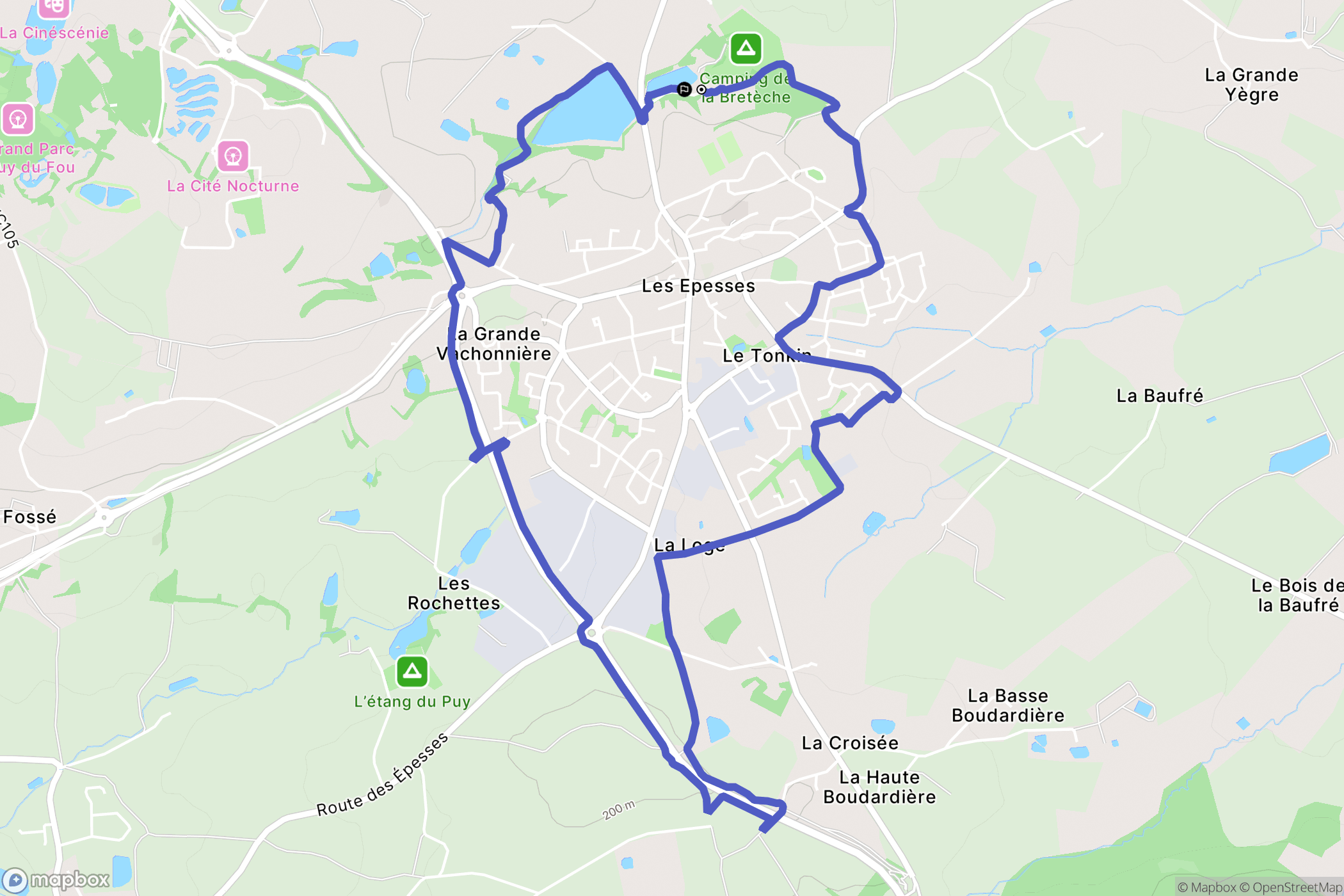 Les Epesses : carte du parcours de randonnée - France