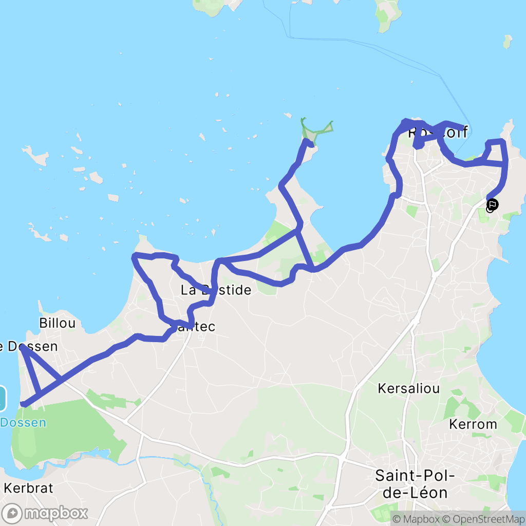 Roscoff : carte du parcours de randonnée - France
