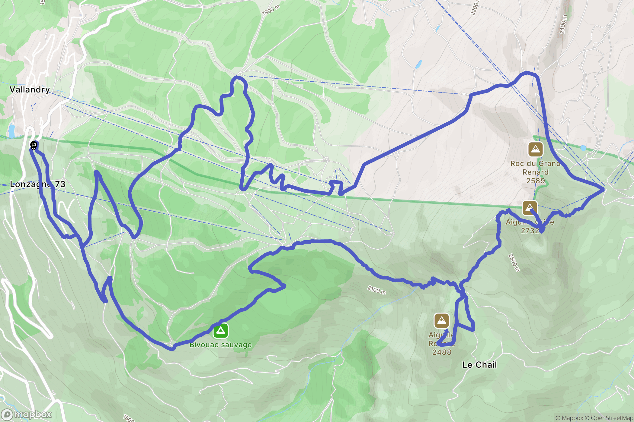 Peisey-Nancroix : carte du parcours de randonnée - France