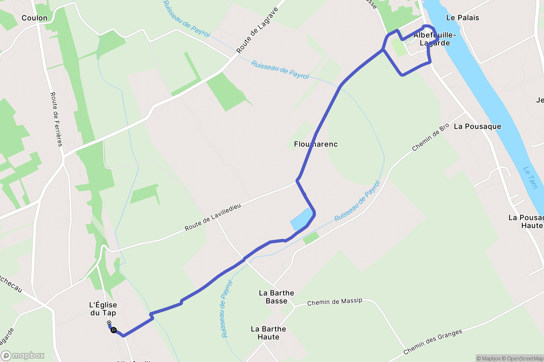 La ville-Dieu-du-Temple : carte du parcours de randonnée - France