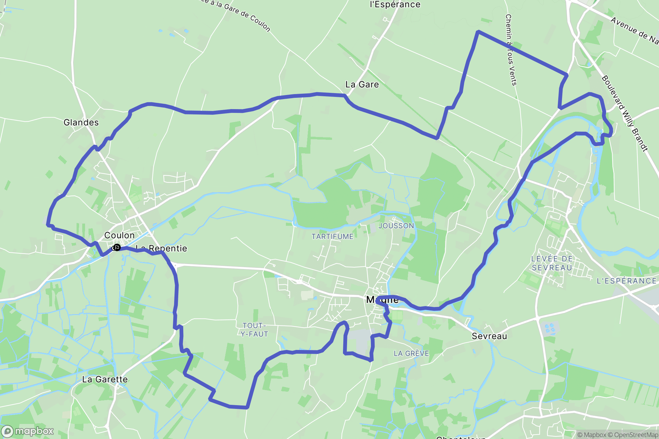 Coulon : carte du parcours de randonnée - France