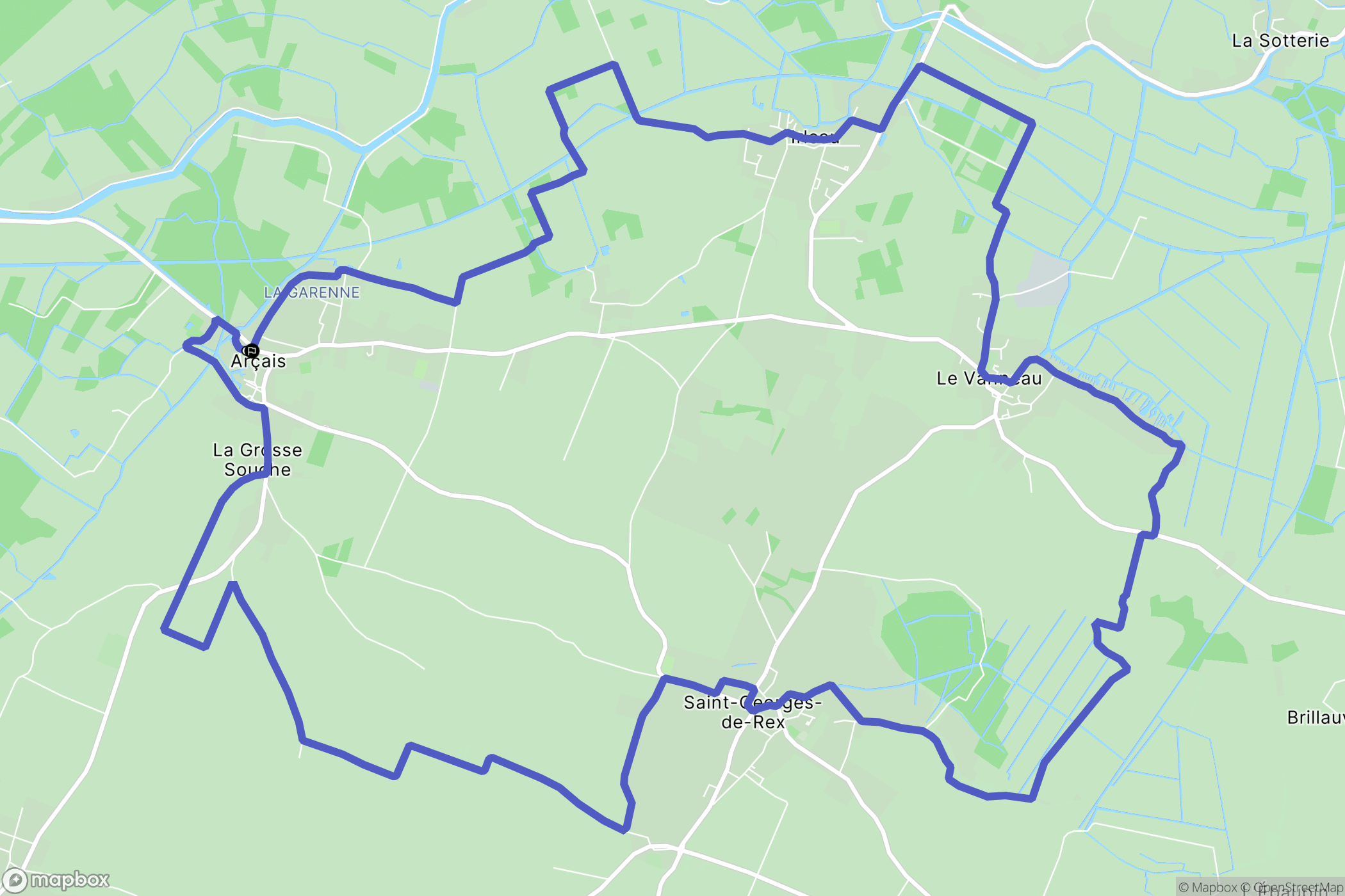 Arçais : carte du parcours de randonnée - France