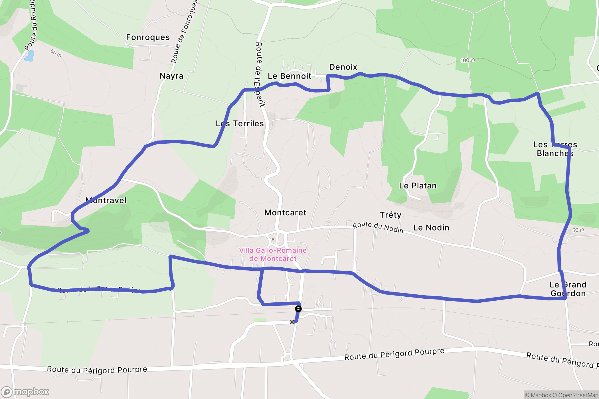 Montcaret : carte du parcours de randonnée - France