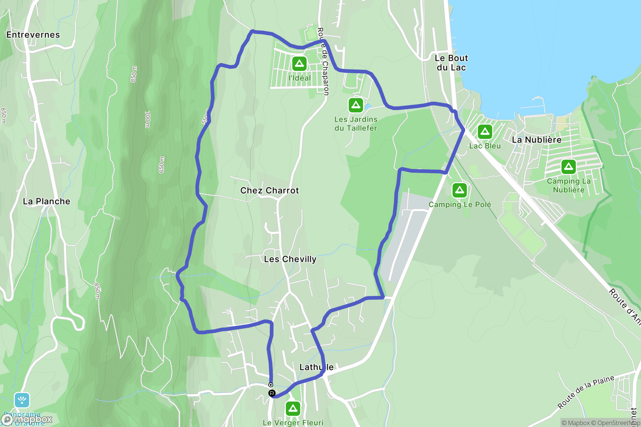 Lathuile : carte du parcours de randonnée - France