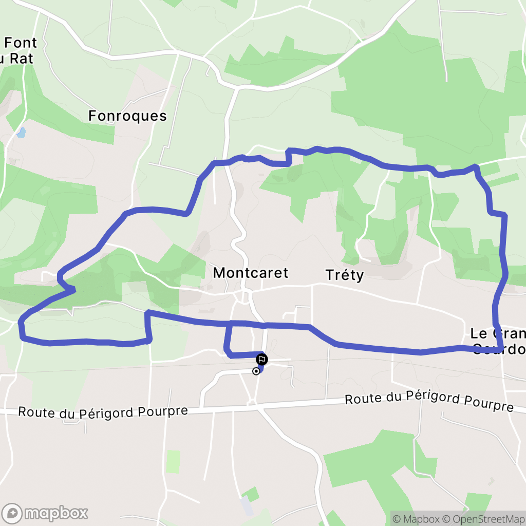 Montcaret : carte du parcours de randonnée - France