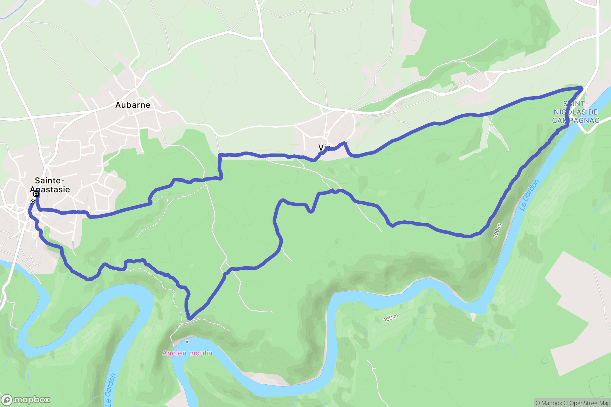 Sainte-Anastasie : carte du parcours de randonnée - France