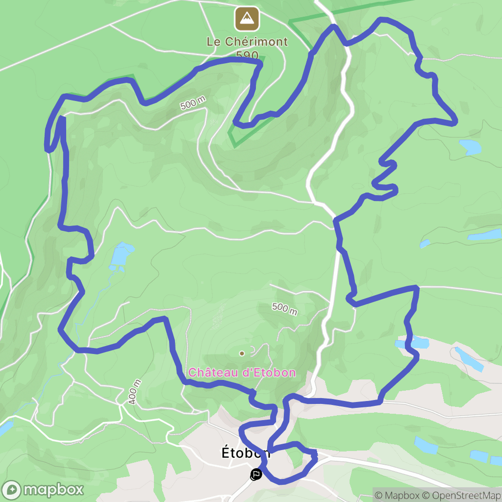 Étobon : carte du parcours de randonnée - France