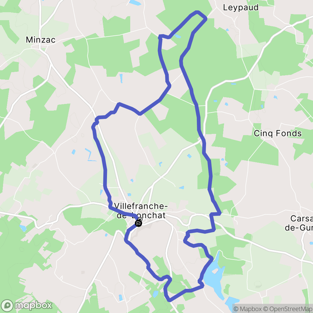 Villefranche-de-Lonchat : carte du parcours de randonnée - France