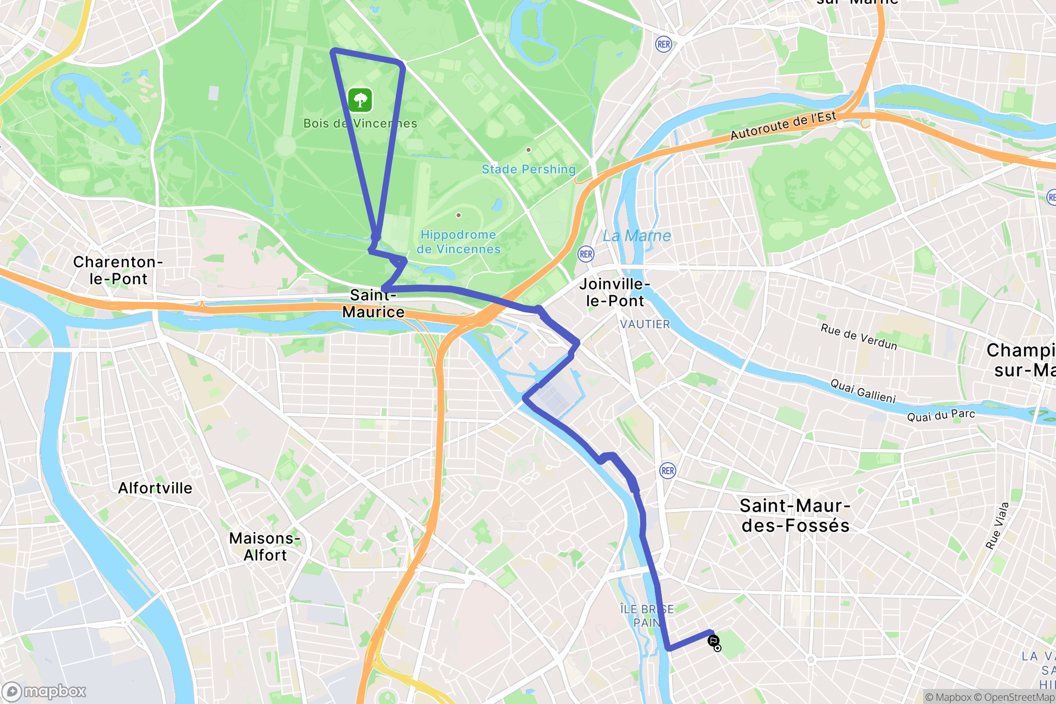Saint-Maur-des-Fossés : carte du parcours de randonnée - France