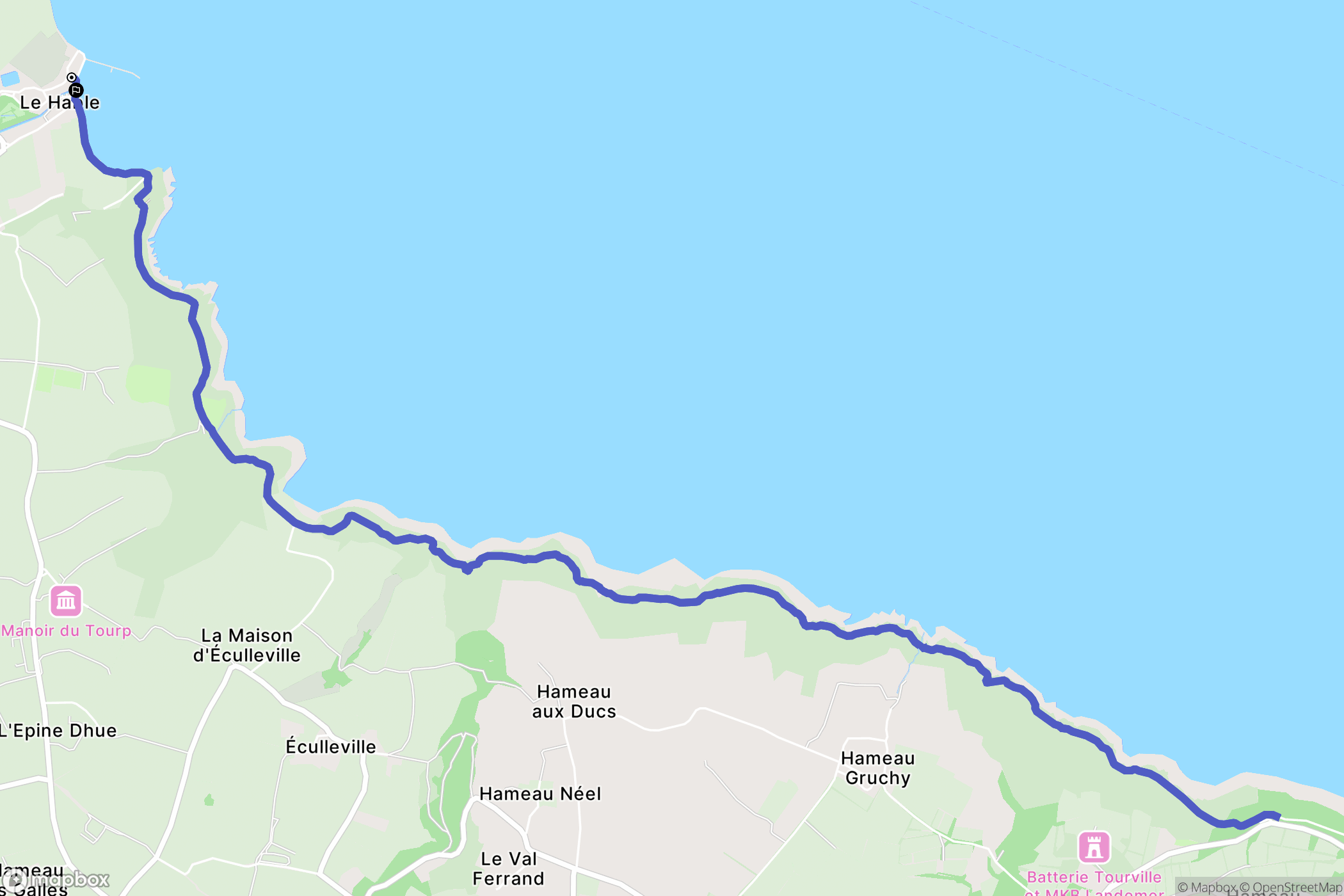 La Hague : carte du parcours de randonnée - France