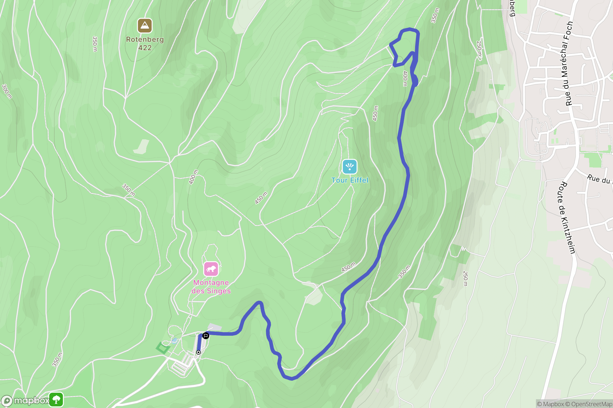 Kintzheim : carte du parcours de randonnée - France