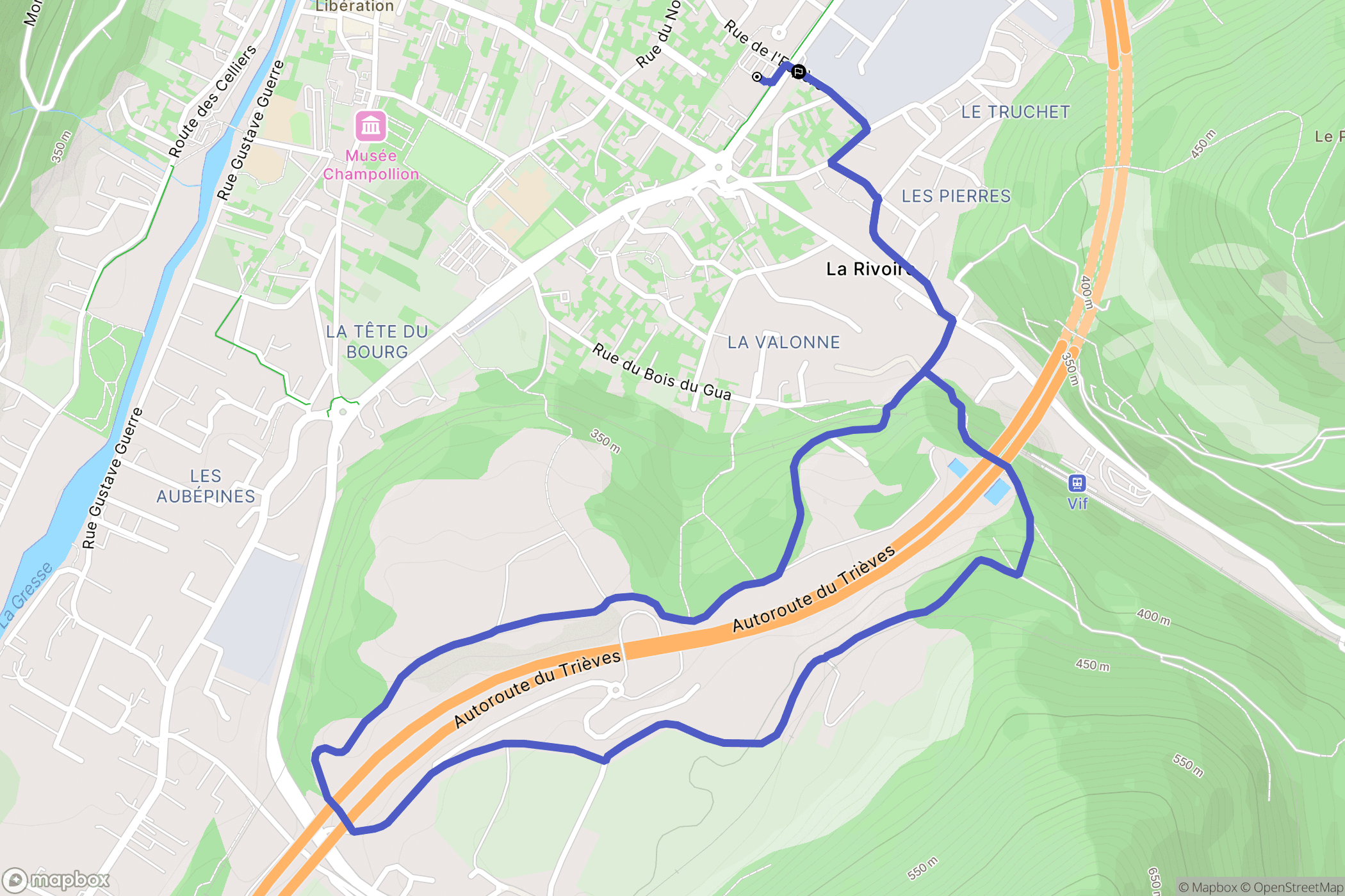 Vif : carte du parcours de randonnée - France