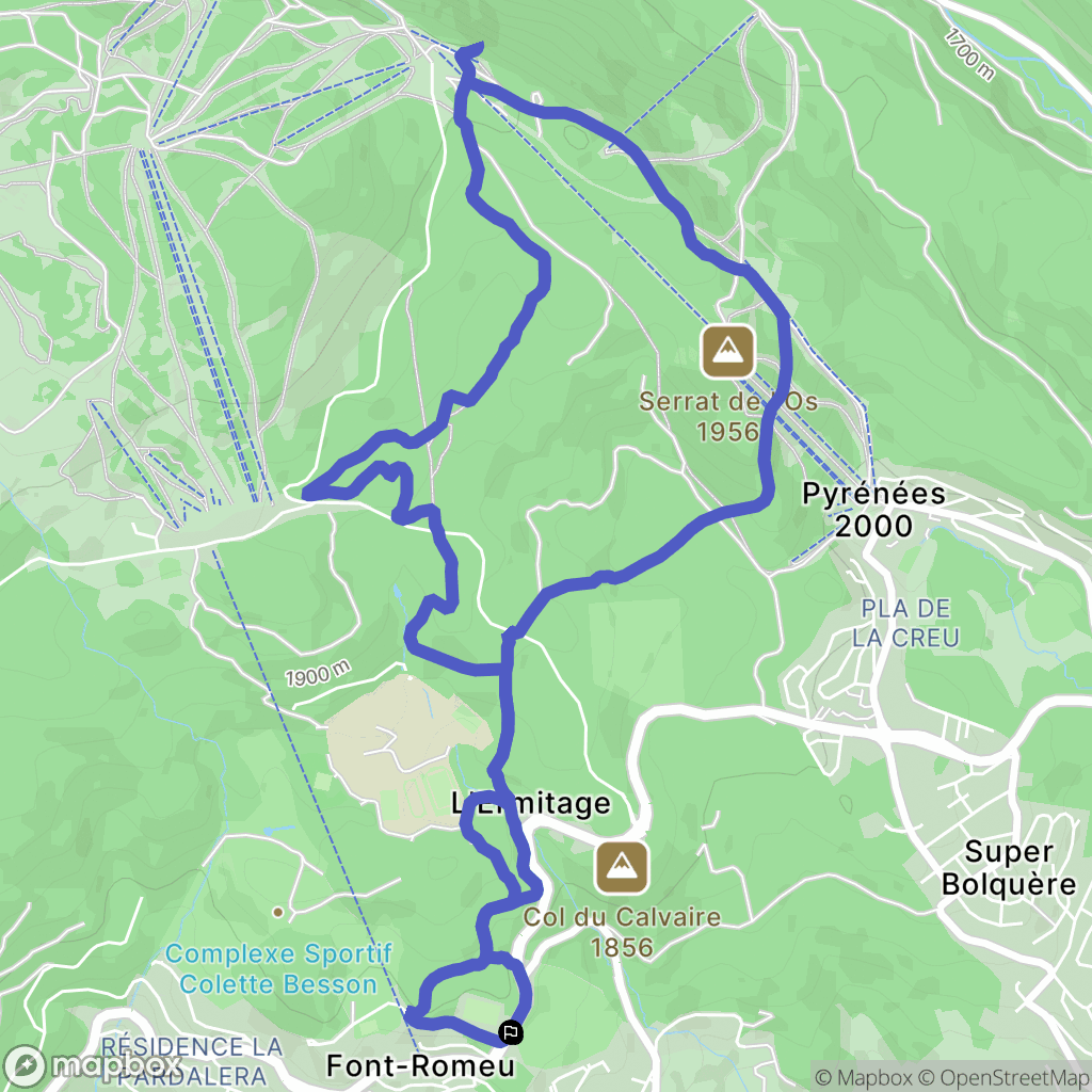 Font-Romeu-Odeillo-Via : carte du parcours de randonnée - France