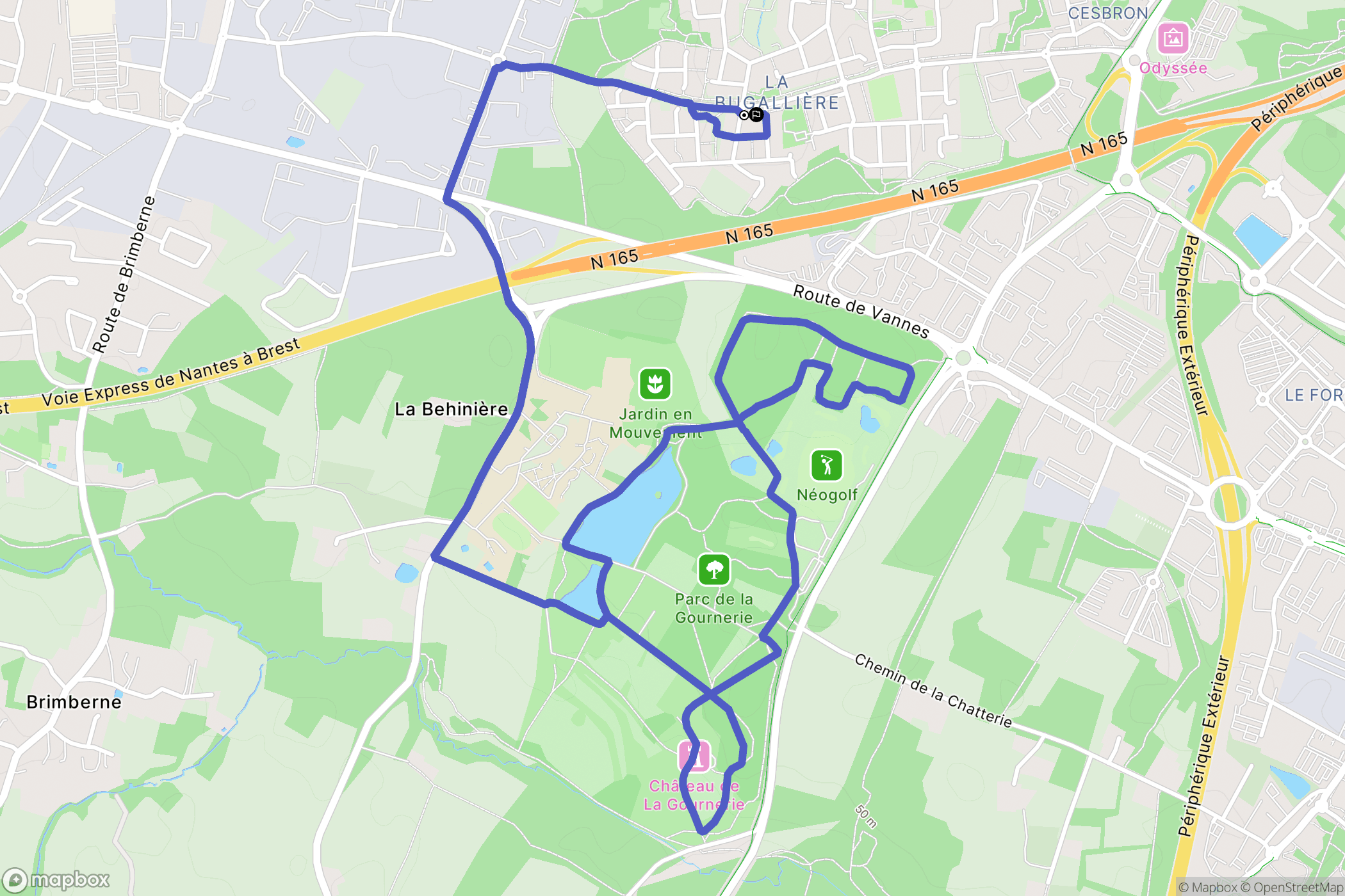 Orvault : carte du parcours de randonnée - France