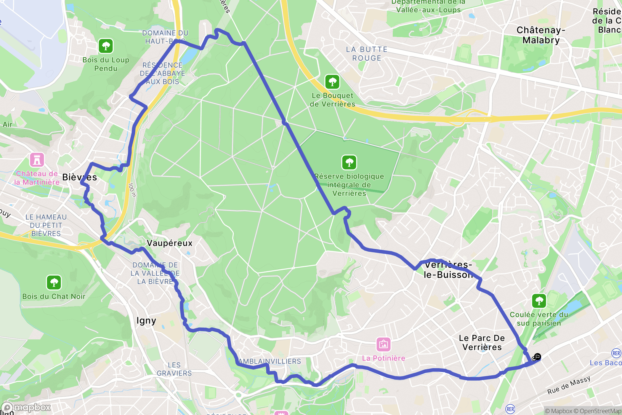 Antony : carte du parcours de randonnée - France