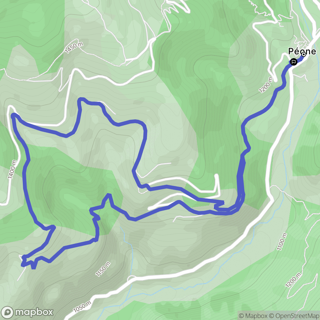 Péone : carte du parcours de randonnée - France