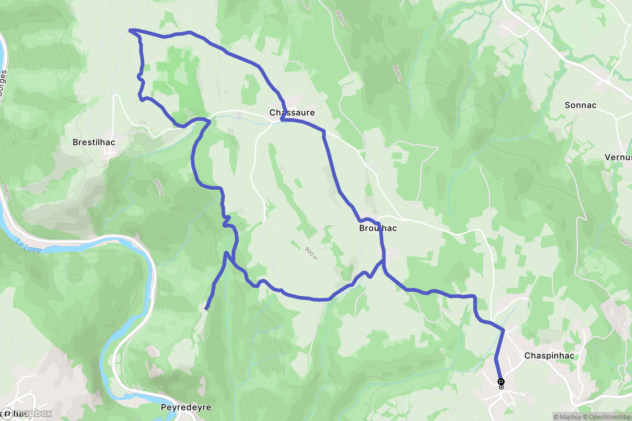 Chaspinhac : carte du parcours de randonnée - France