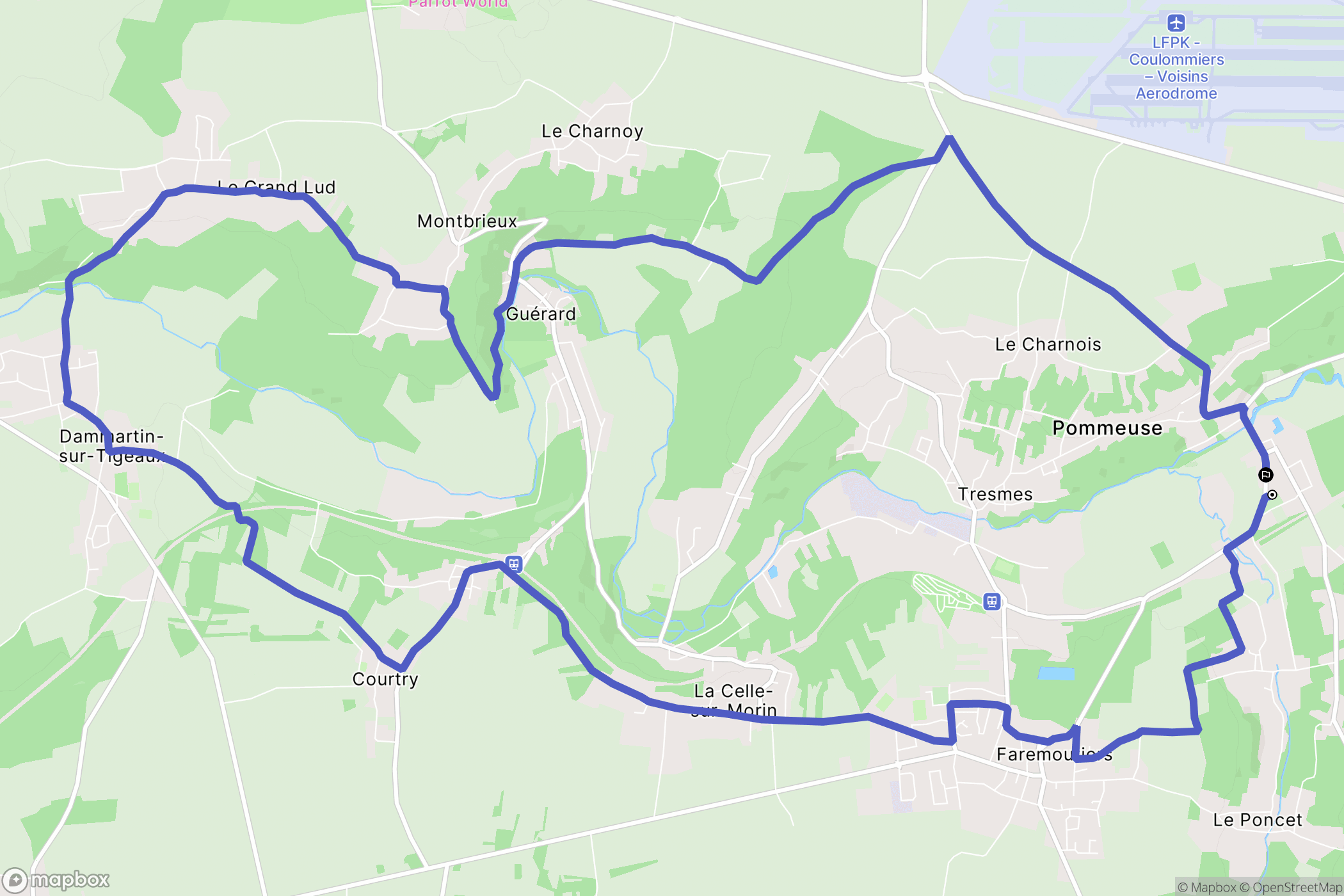 Pommeuse : carte du parcours de randonnée - France