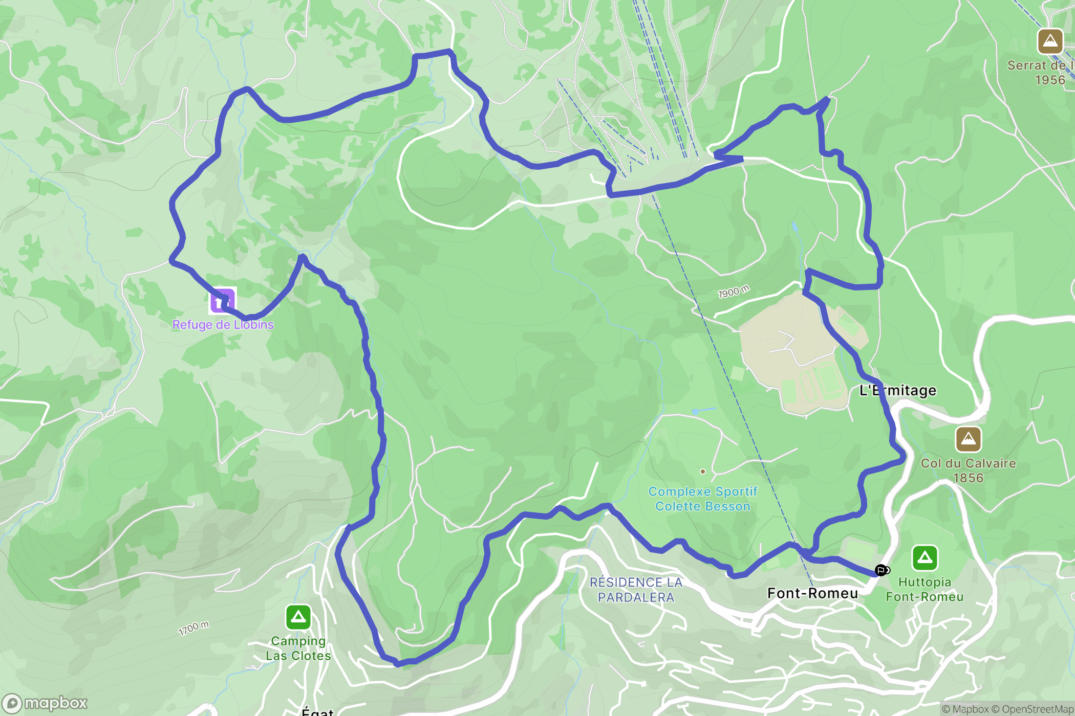 Font-Romeu-Odeillo-Via : carte du parcours de randonnée - France