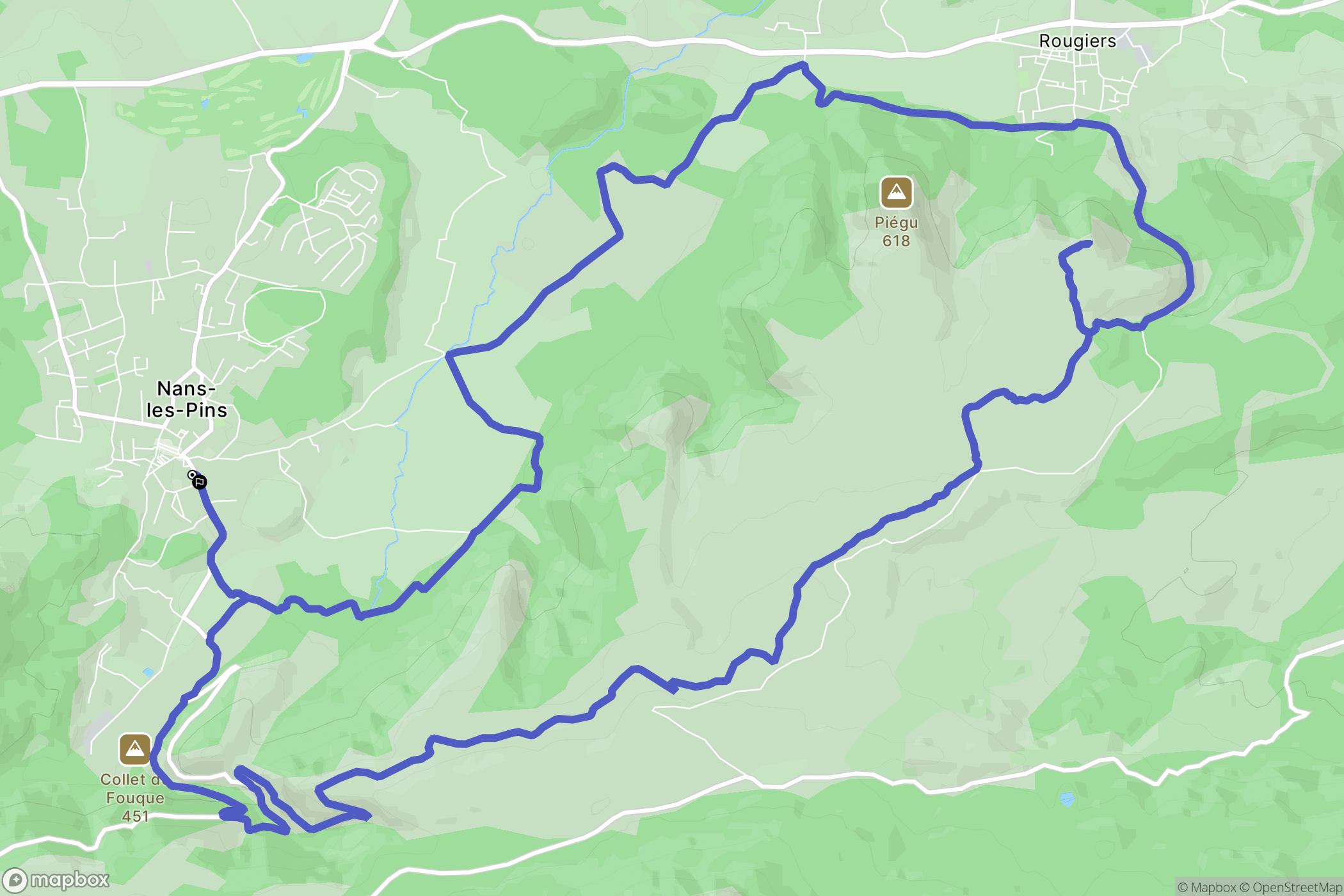 Nans-les-Pins : carte du parcours de randonnée - France