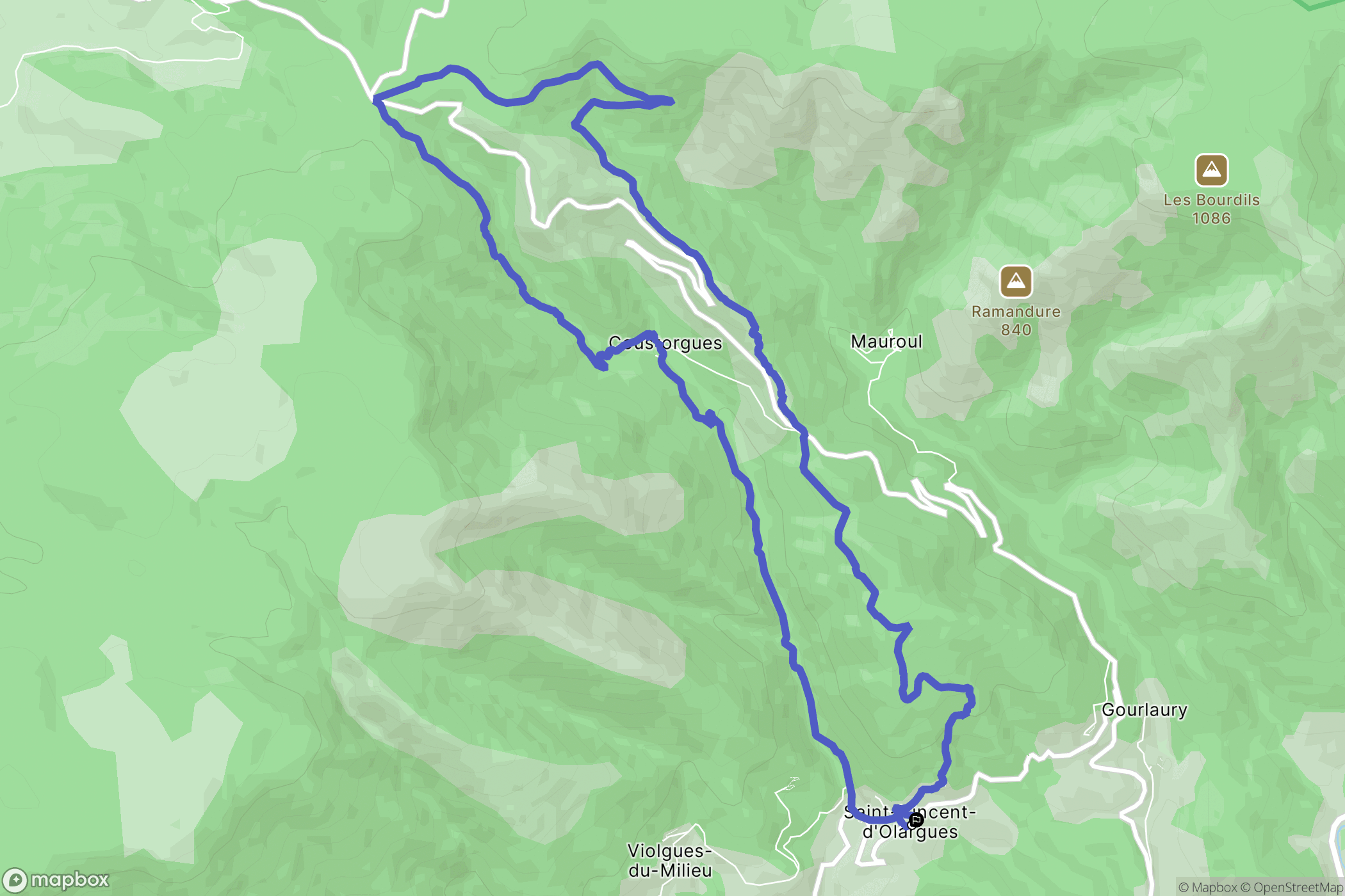 Saint-Vincent-d'Olargues : carte du parcours de randonnée - France