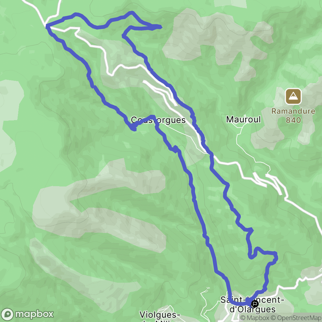 Saint-Vincent-d'Olargues : carte du parcours de randonnée - France