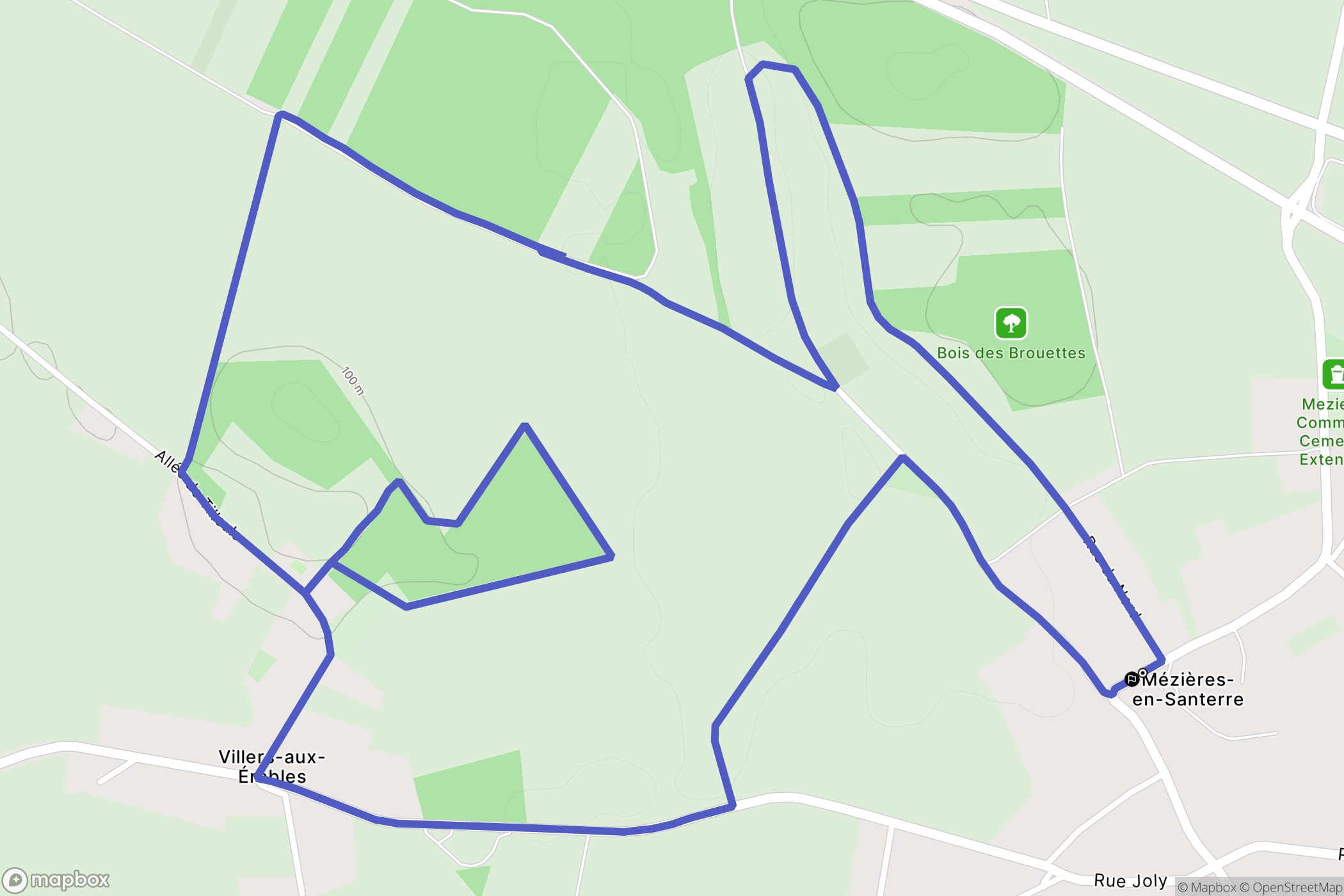 Mézières-en-Santerre : carte du parcours de randonnée - France