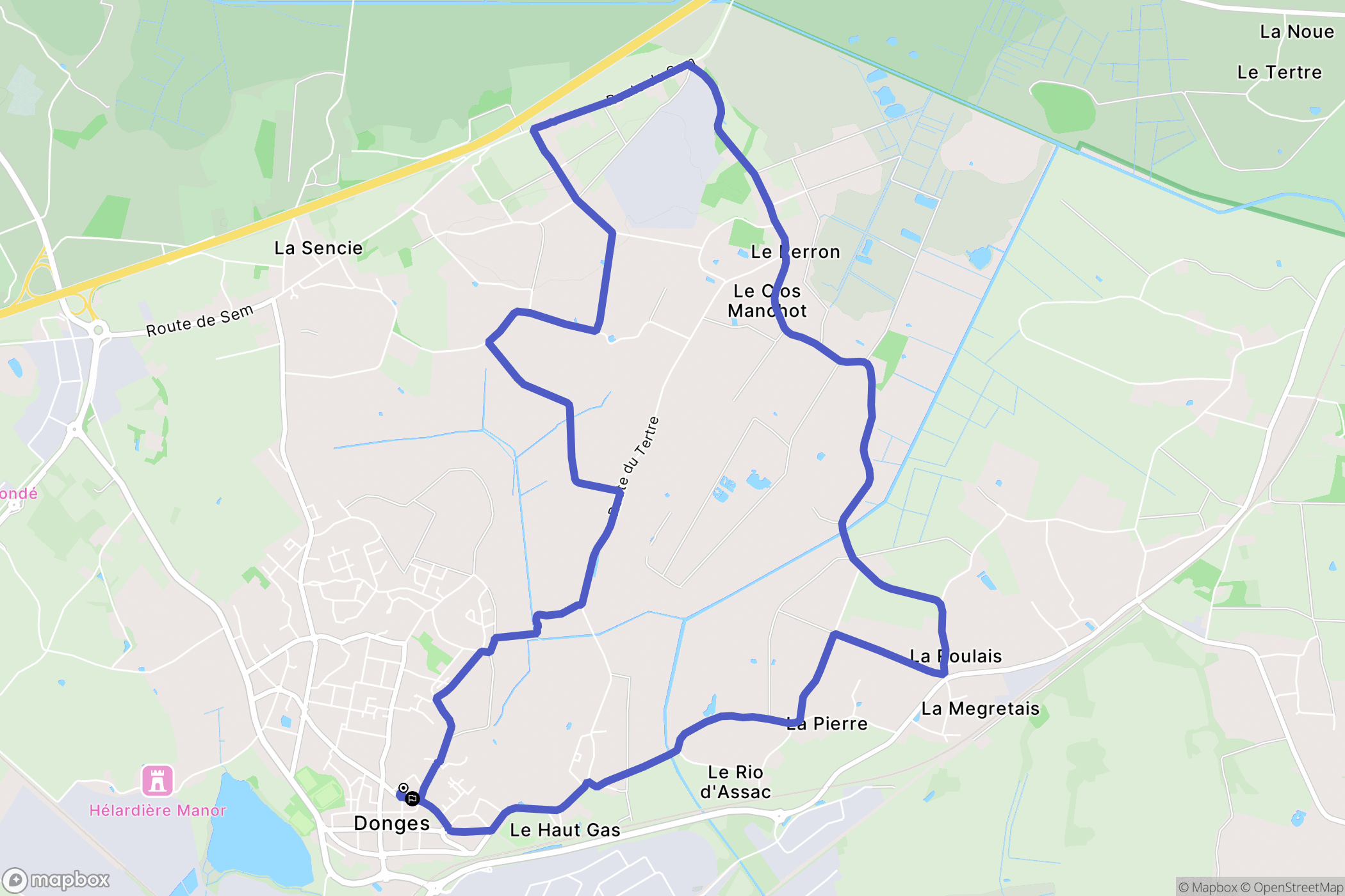 Donges : carte du parcours de randonnée - France