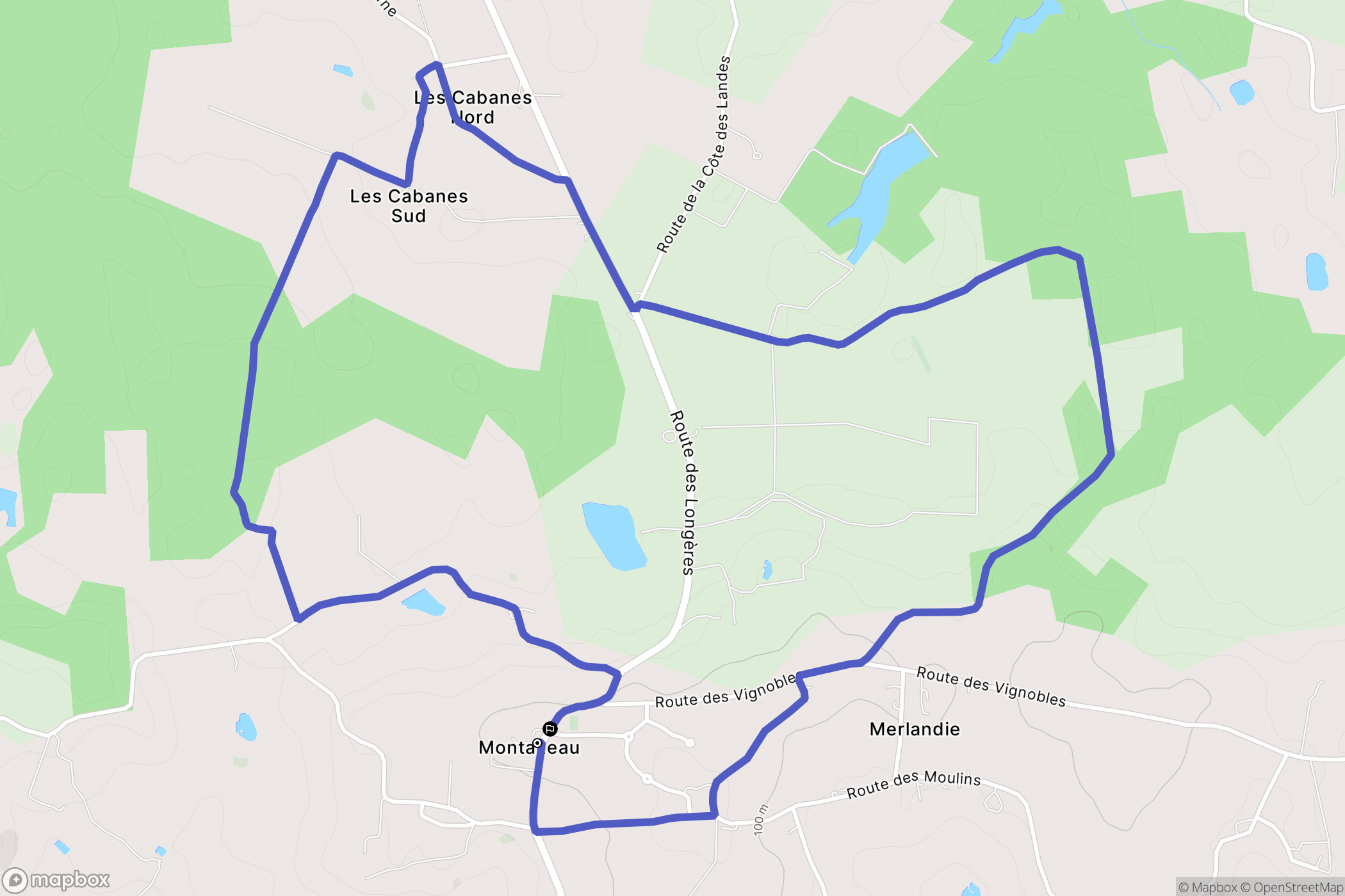 Montazeau : carte du parcours de randonnée - France