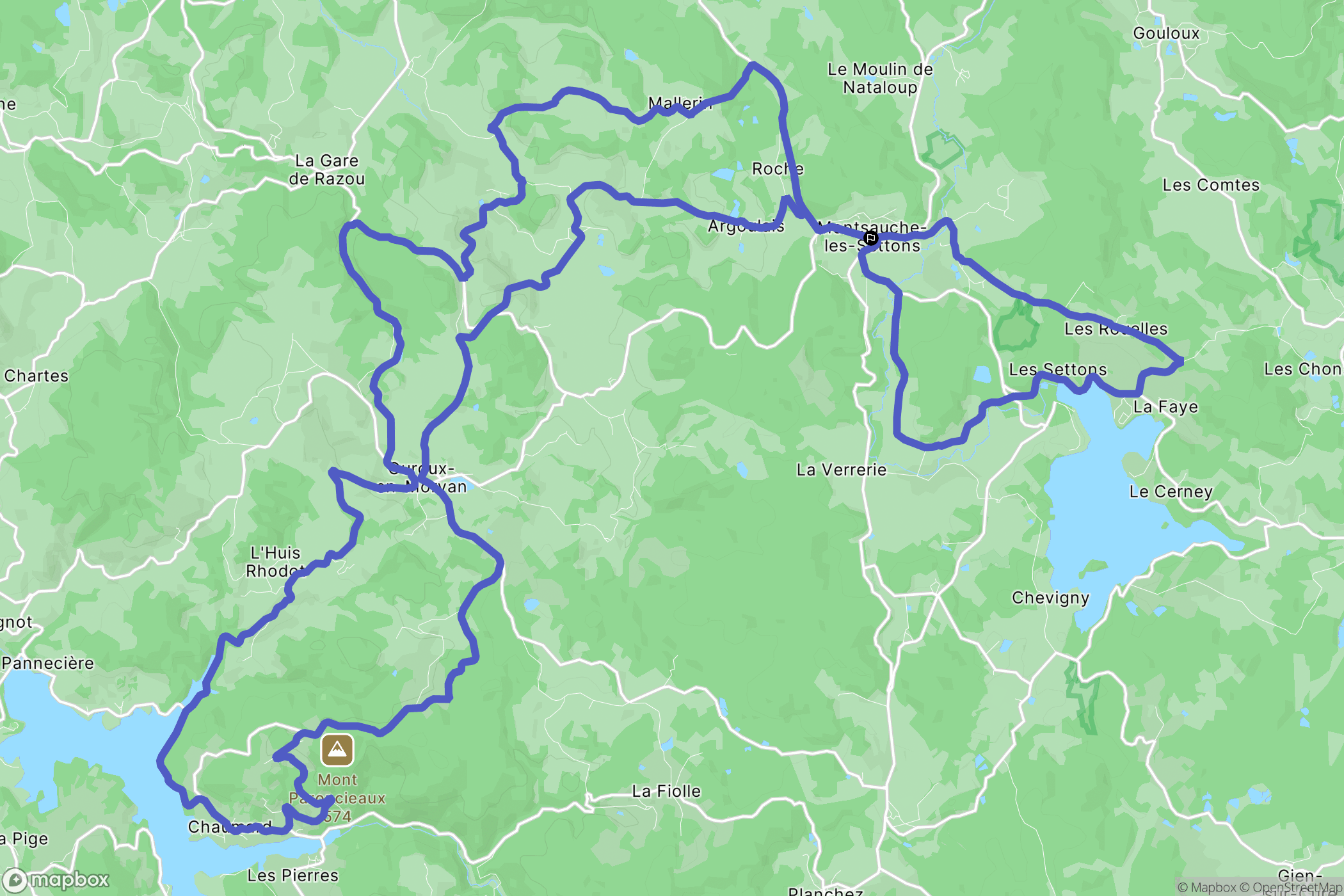 Montsauche-les-Settons : carte du parcours de randonnée - France