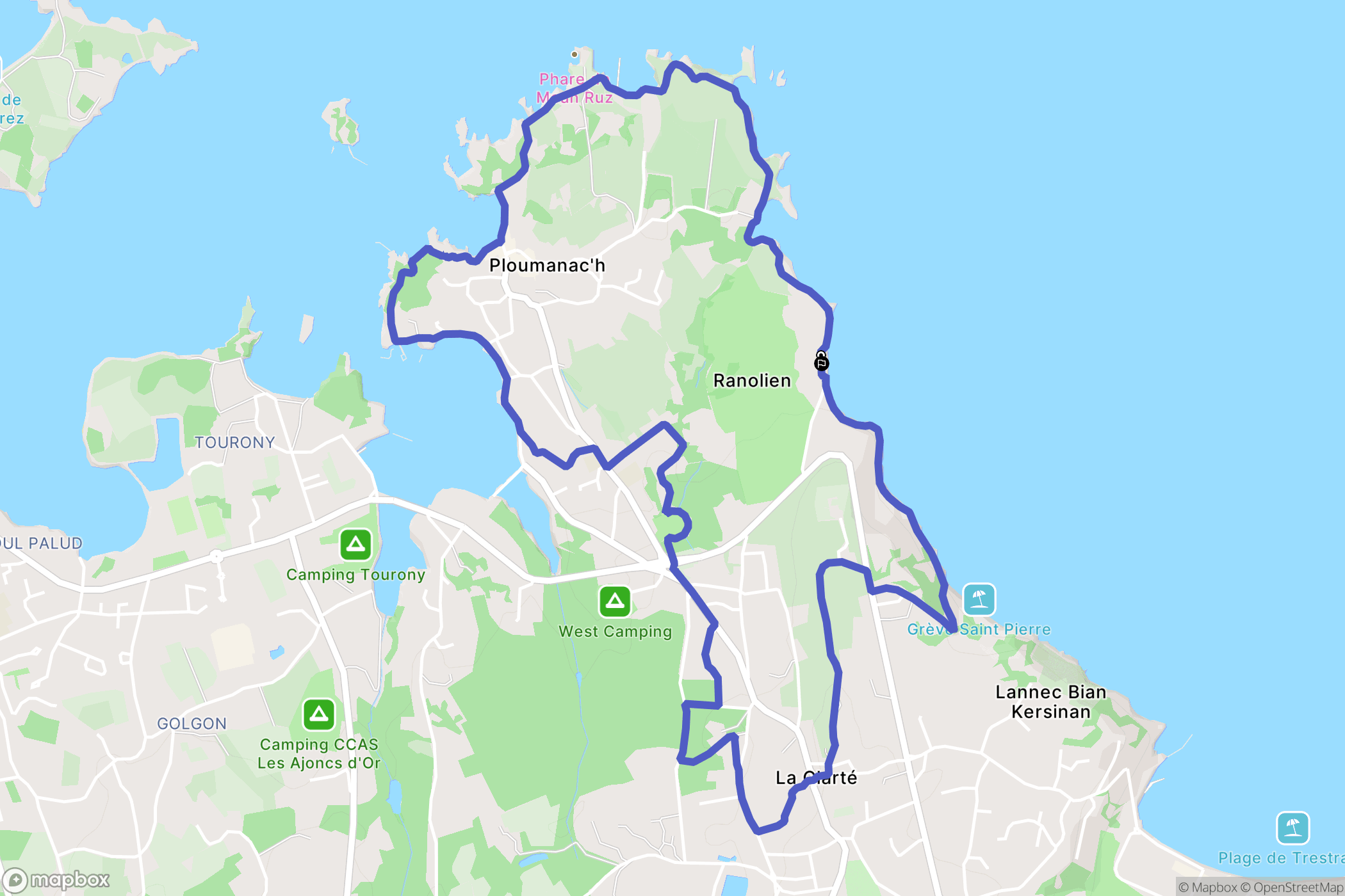 Perros-Guirec : carte du parcours de randonnée - France