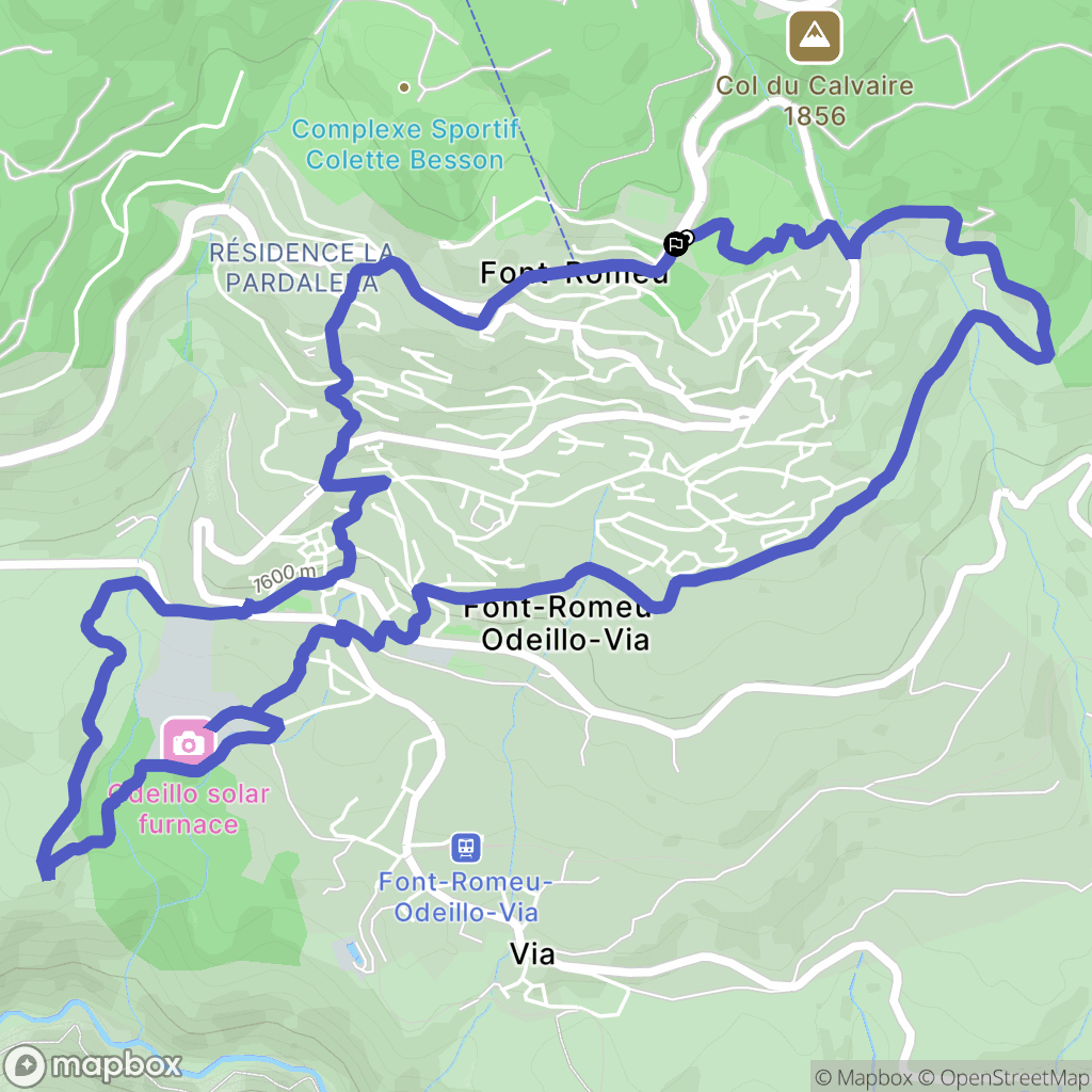 Font-Romeu-Odeillo-Via : carte du parcours de randonnée - France