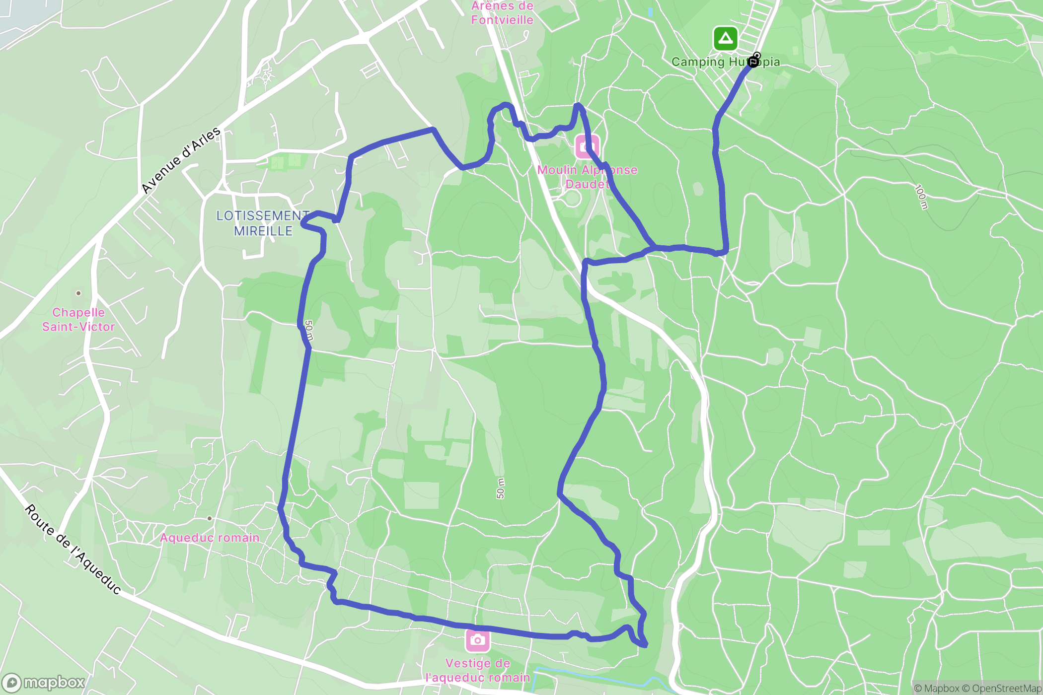 Fontvieille : carte du parcours de randonnée - France