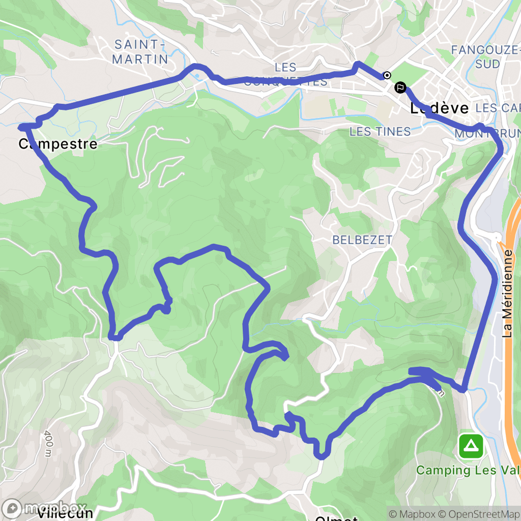 Lodève : carte du parcours de randonnée - France