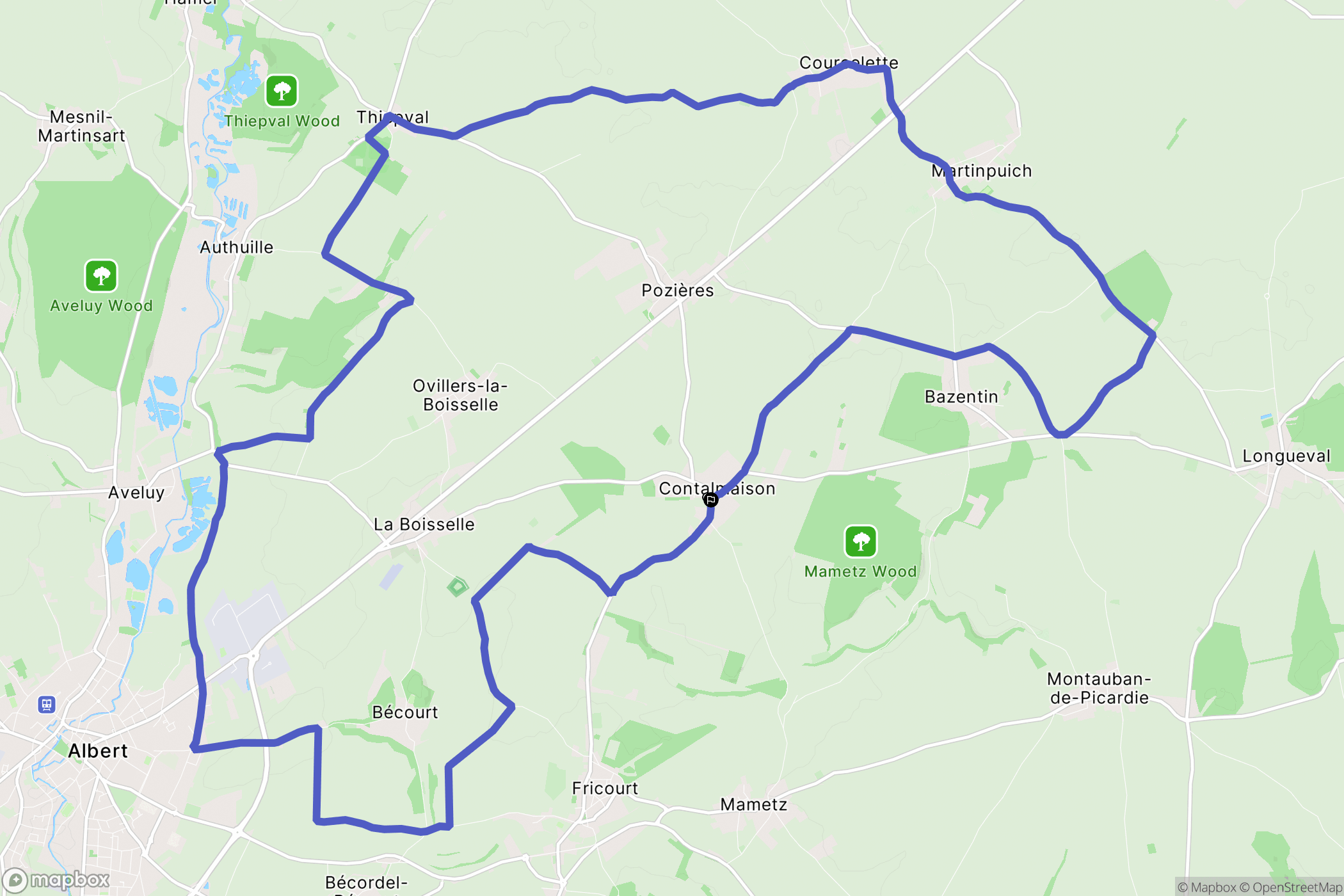Contalmaison : carte du parcours de randonnée - France