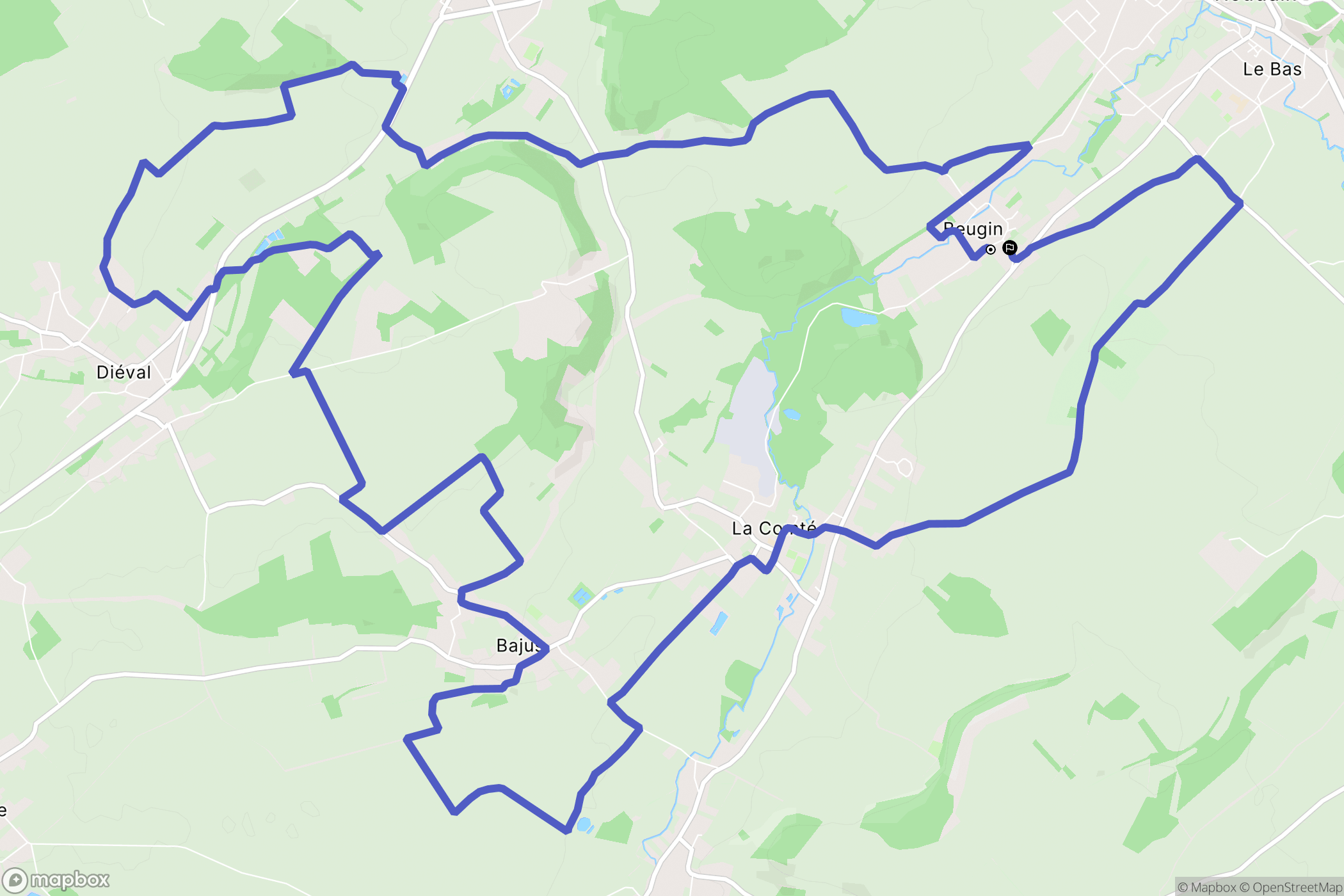 Beugin : carte du parcours de randonnée - France