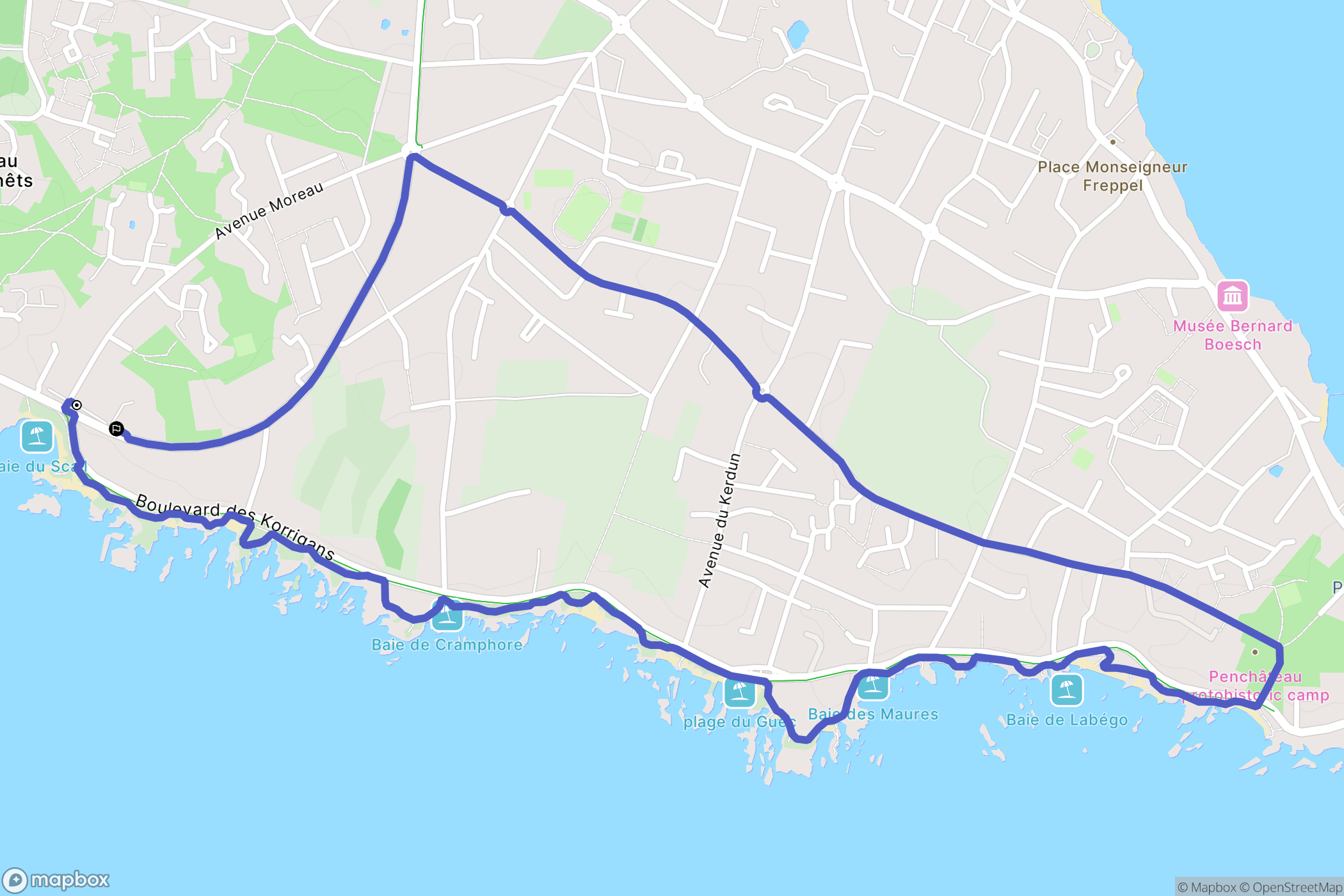 Batz sur mer : carte du parcours de randonnée - France