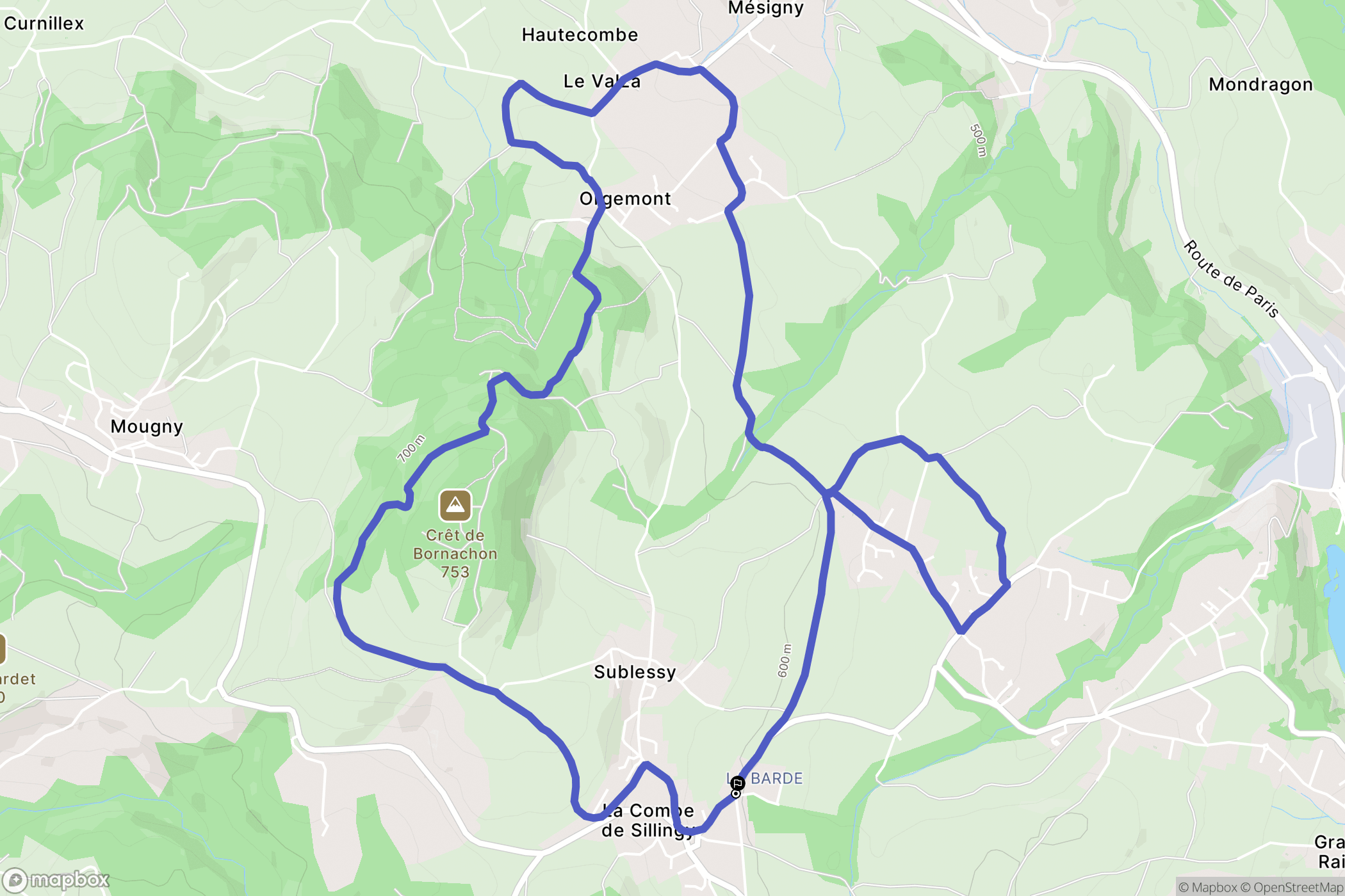 Sillingy : carte du parcours de randonnée - France