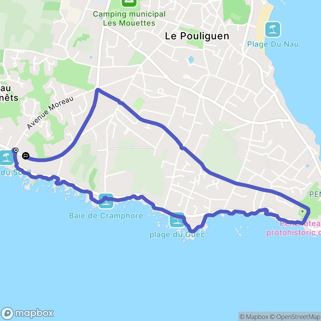 Batz sur mer : carte du parcours de randonnée - France