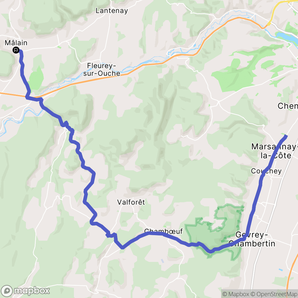 Mâlain : carte du parcours de randonnée - France