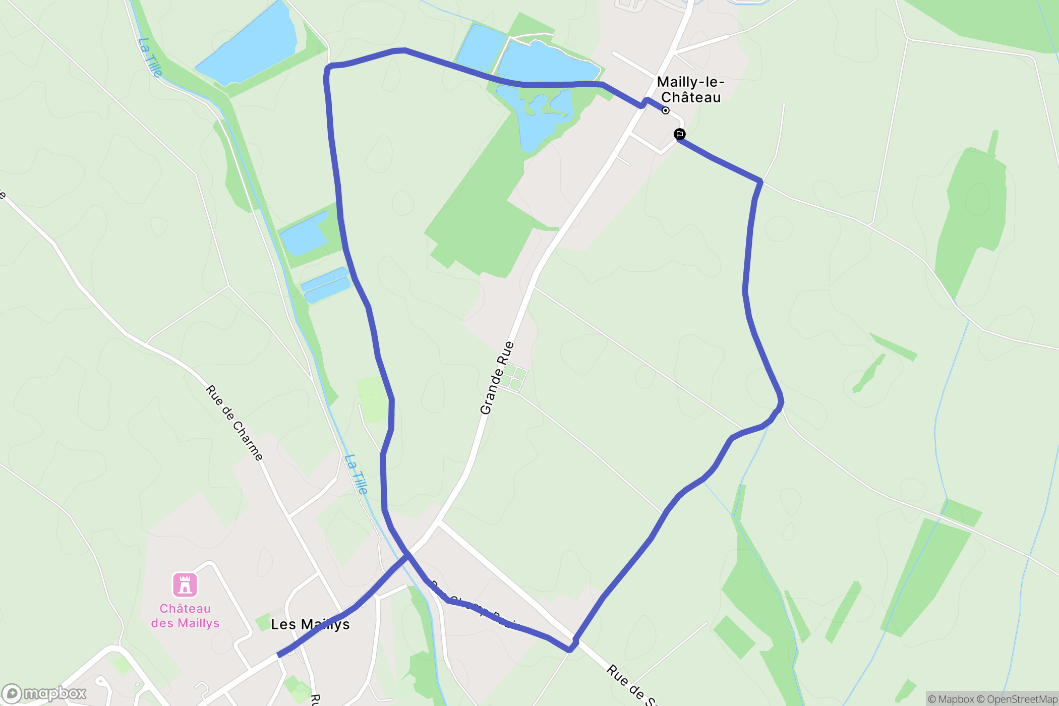 Les Maillys : carte du parcours de randonnée - France