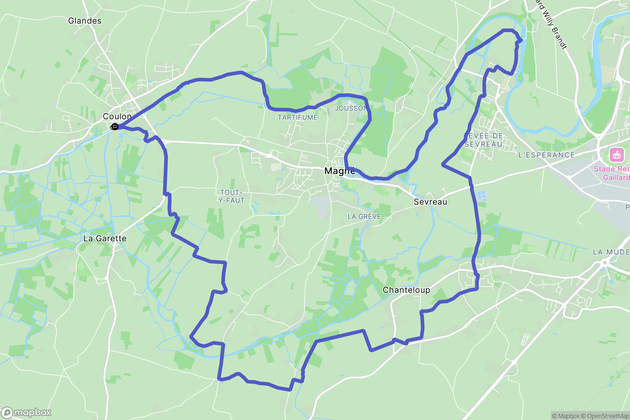 Coulon : carte du parcours de randonnée - France