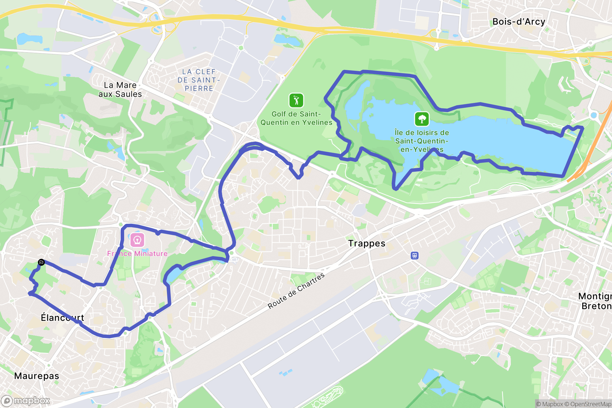 Élancourt : carte du parcours de randonnée - France