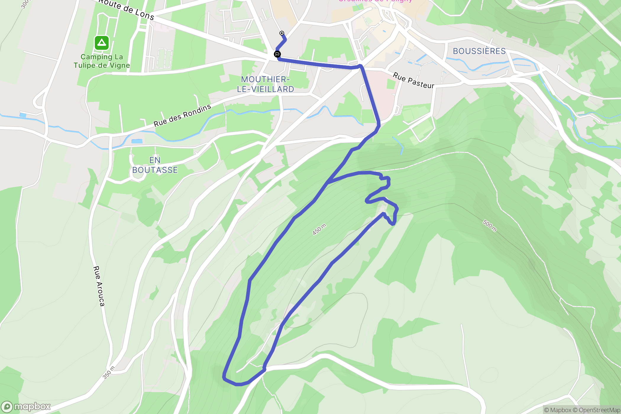 Poligny : carte du parcours de randonnée - France